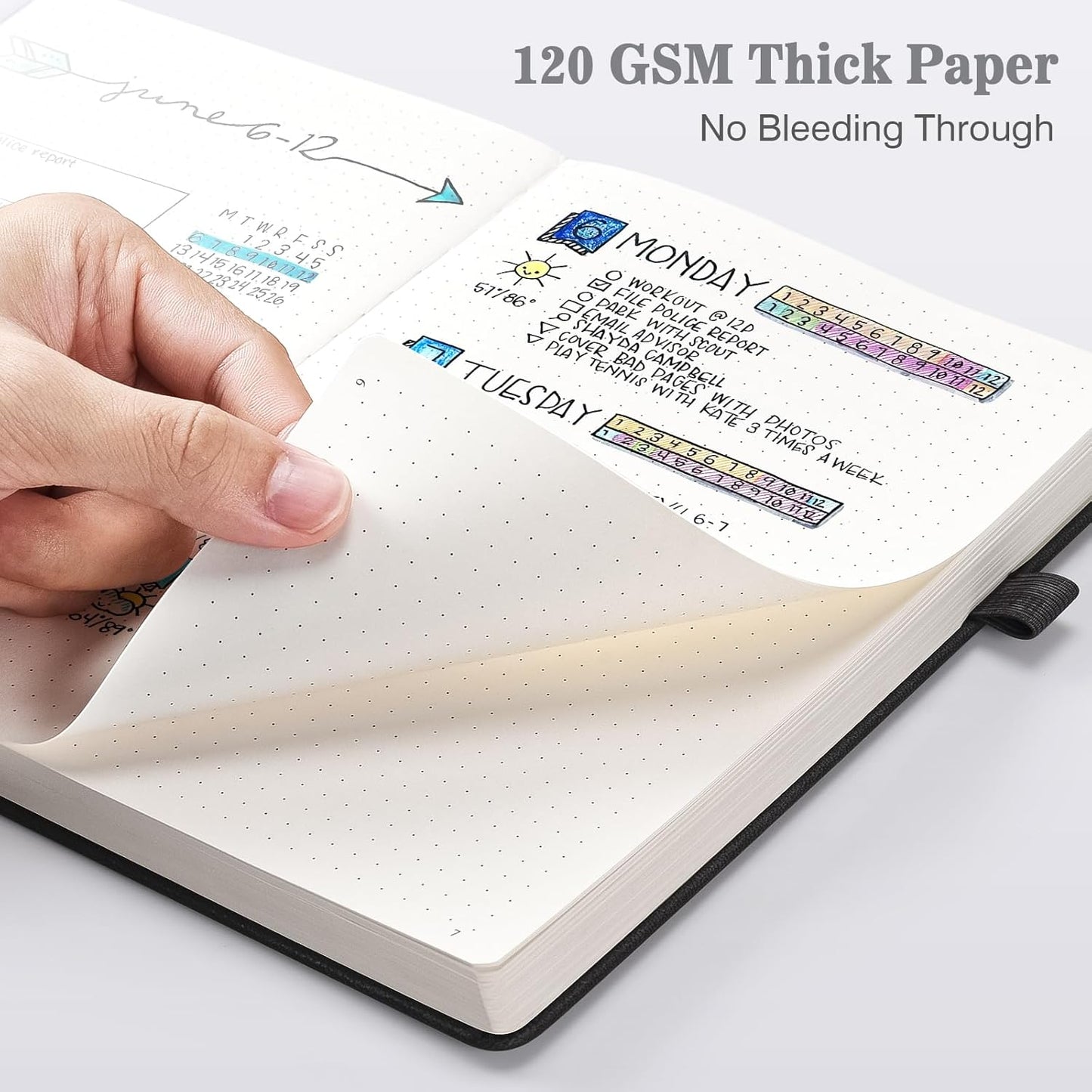 OMEYA Dotted Journal Notebook 3 Pack, A5 Hardcover Notebook with 120gsm Thick Dotted Paper, Leather Journals for Women, Men, Dot Grid Notebook Journal for Writing, Notebooks for Work, 5.75" × 8.38"