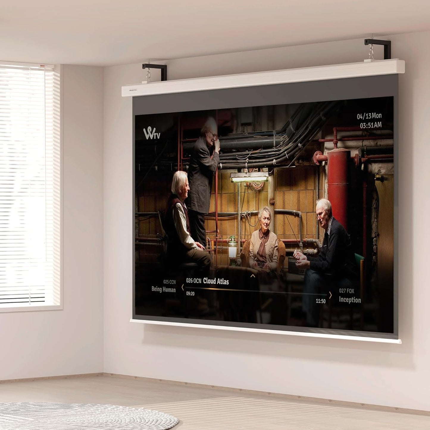 Universal Projector Screen Wall Mount L-Brackets Hanging Ceiling Mount, 6 inch Adjustable Extension with Hook for Home Projector and Movie Screens, Hold up to 66 lbs, Black PRL003B