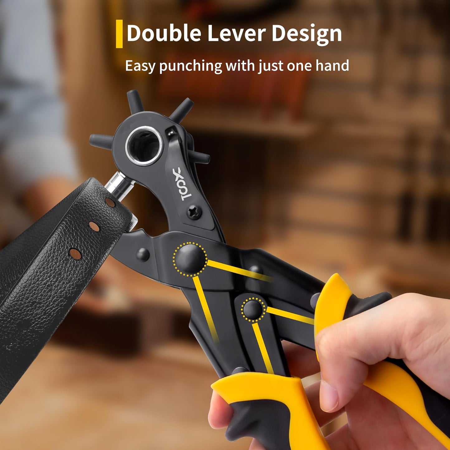 XOOL 2 in 1 Leather Hole Punch Eyelet Tool Kit, 3/16" 4.5mm Metal Eyelets for Fabric, Hole Puncher, Eyelet Pliers for Shoes Leather Clothes Belt