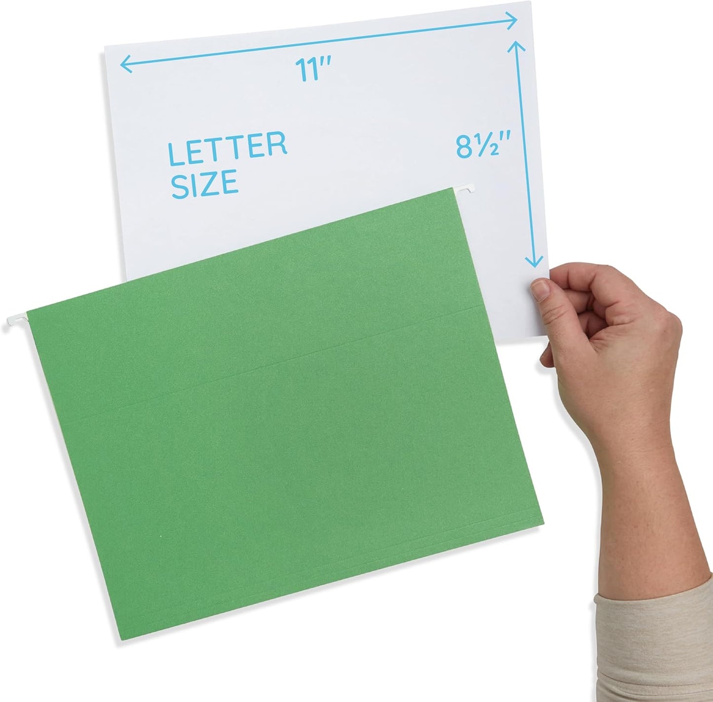 Blue Summit Supplies Hanging File Folders, 25 Reinforced Hang Folders, Designed for Home and Office Color Coded File Organization, Letter Size, Green, 25 Pack