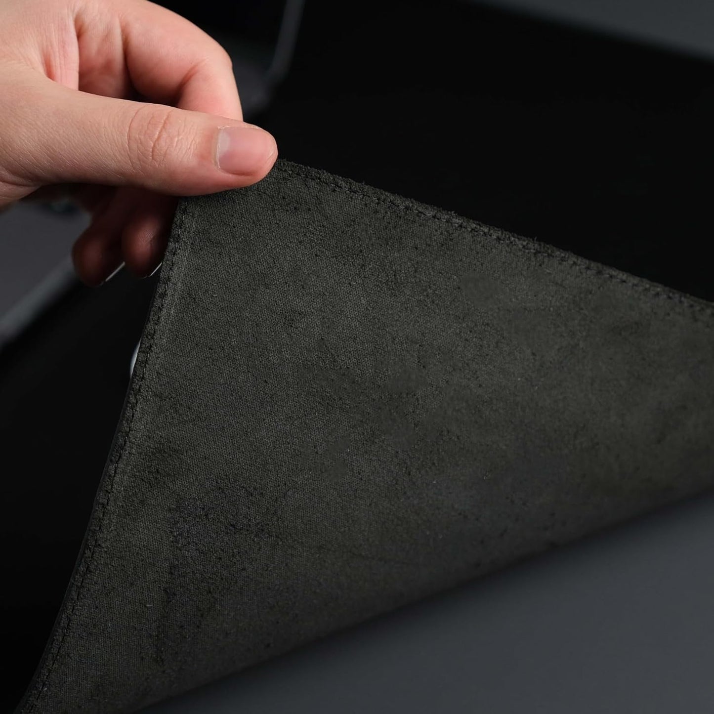 Jersey Genuine Calfskin Leather Desk Pad, Office Desk Mat with Non-Slip Bottom, Smooth Surface for Mouse & Keyboard, Desk Protector (36x19 inches) (Black)