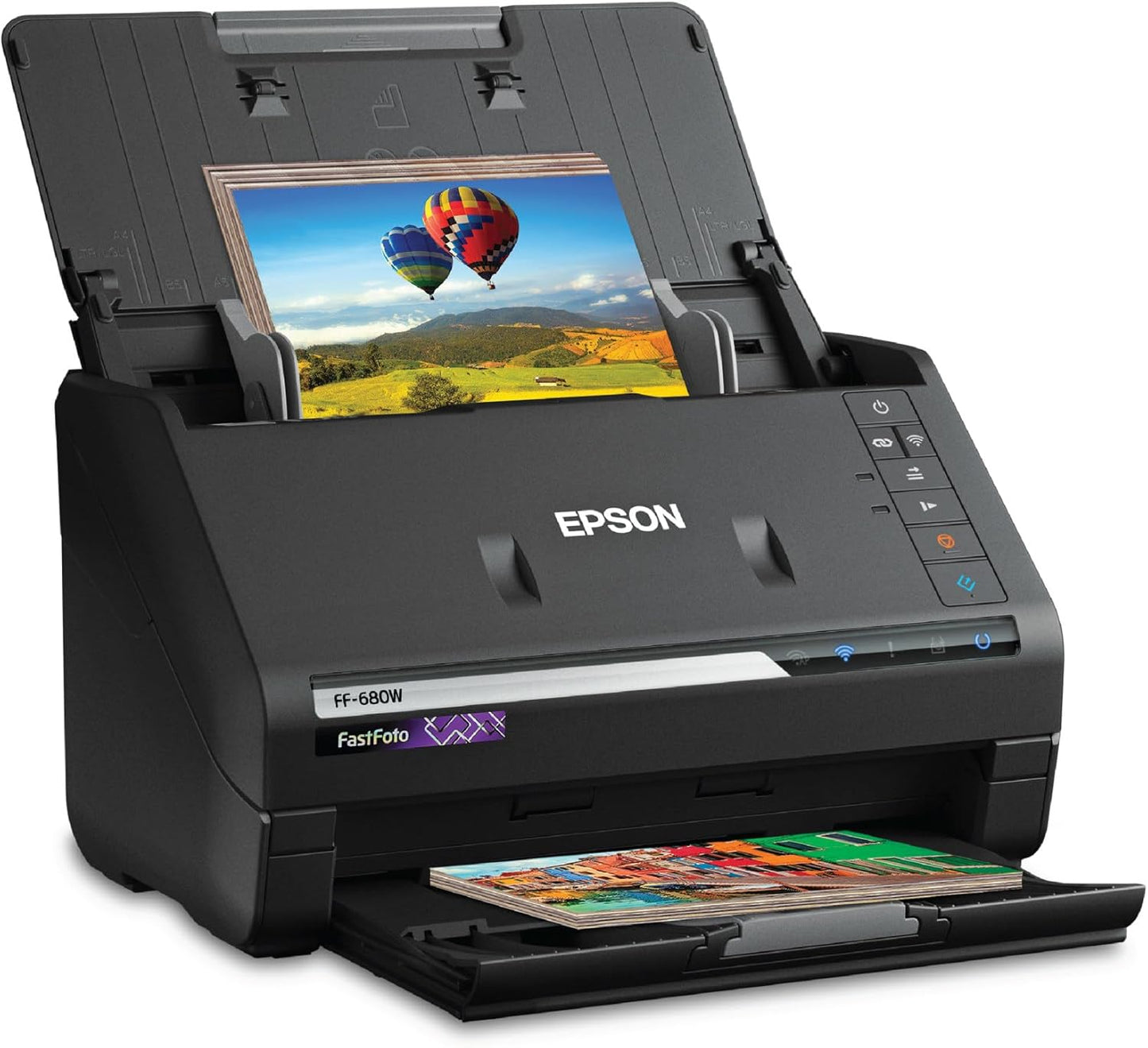 Epson FastFoto FF-680W Wireless High-Speed Photo and Document Scanning System, Black & Workforce ES-580W Wireless Color Duplex Desktop Document Scanner for PC and Mac