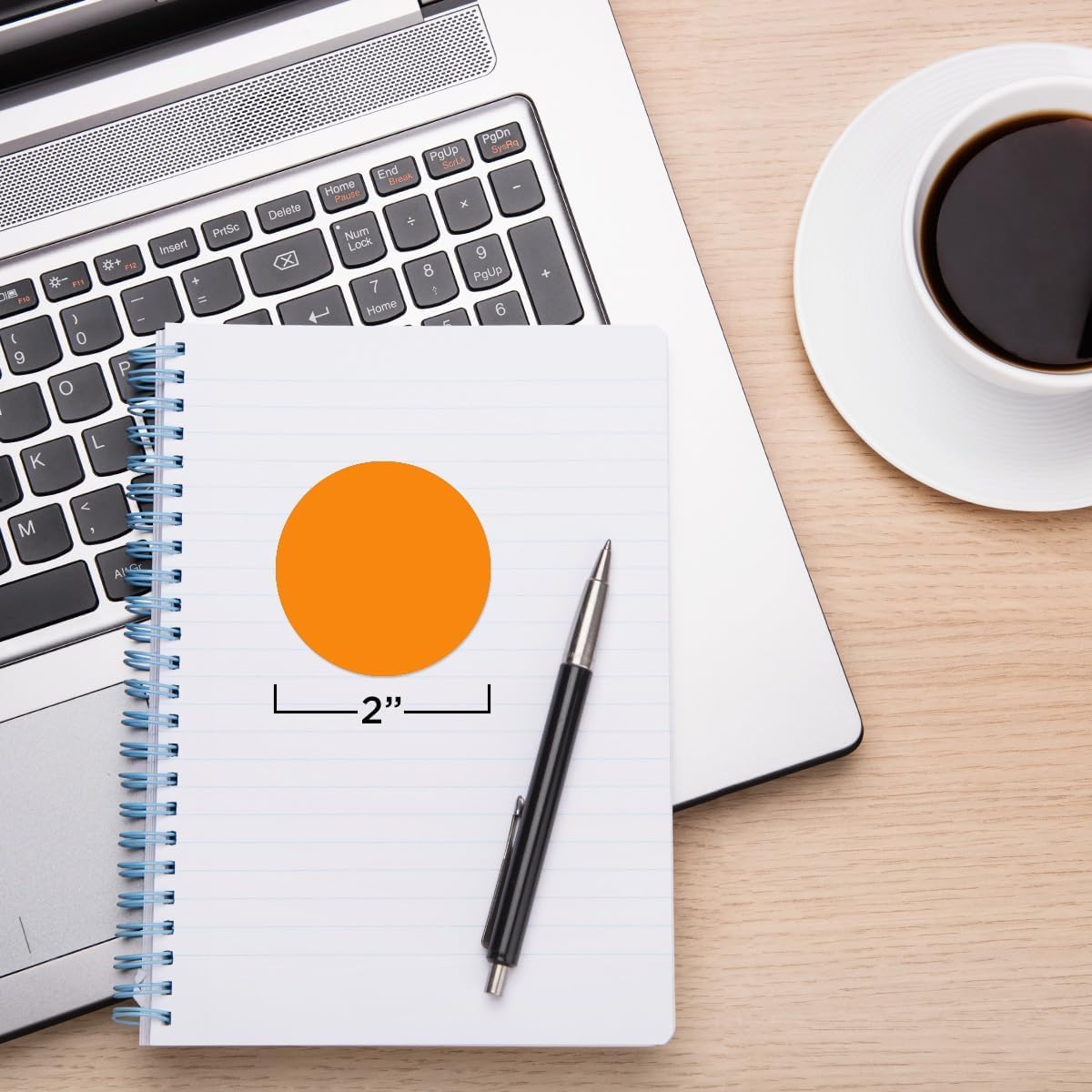 ChromaLabel 2 Inch Round Orange Stickers, Permanent Adhesive Color Coding Circle Labels for Arts and Crafts, 500 Orange Sticker Dots per Roll - Case of 5