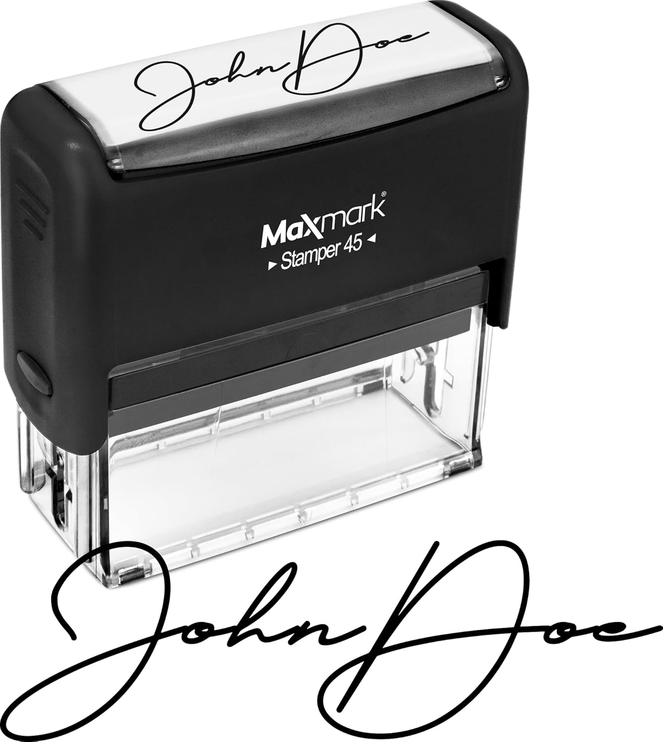MaxMark Custom Signature Stamp - Large and Wide Stamp Size Self-Inking Stamp Customized with Your Signature