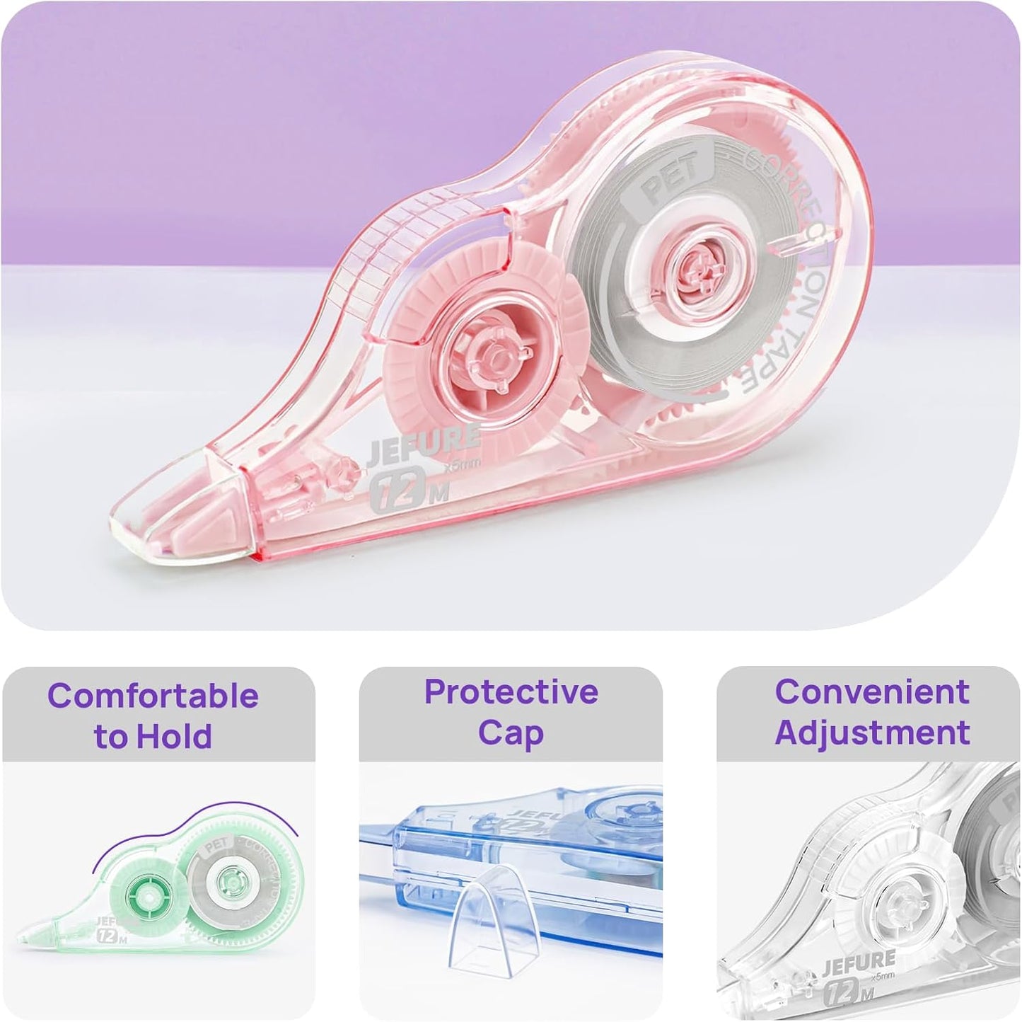 30 Pcs Colorful Core Correction Tape, 39.37 Ft White Wrong Out Tear-Resistant Bulk, Instant Corrections Easy to Use Applicator for School, Office, Note Taking, Journal (Tape Width 0.2 in)