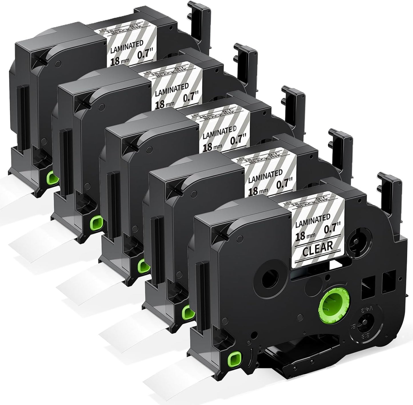 Labelife Label Maker Tape 18mm Clear TZe-141 Compatible with Brother P Touch TZe TZ Tape 18mm 0.7 Laminated Clear TZe141 TZ-141 3/4 Inch Label for Ptouch PTD600 PTD400AD PT1880, 5-Pack