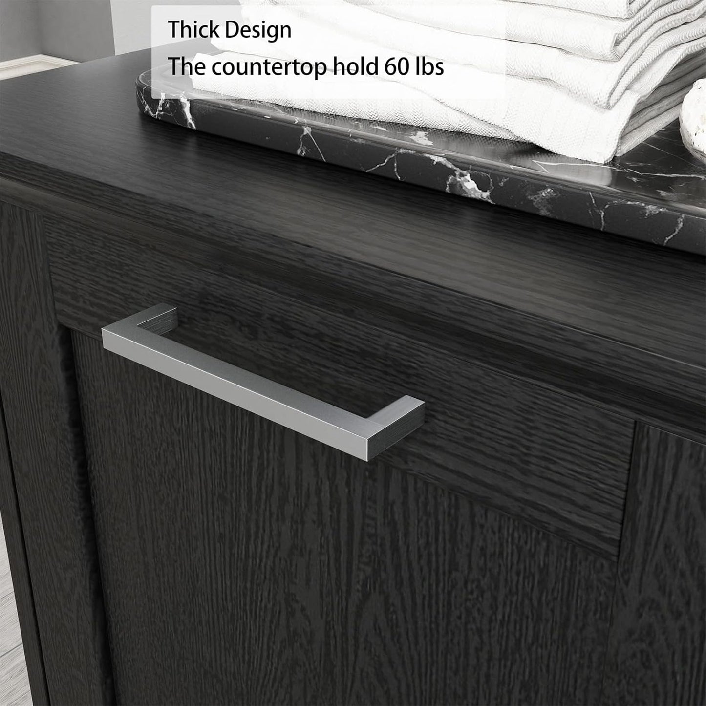 OLD CAPTAIN Wooden Tilt Out Trash Cabinet, Wooden Kitchen Garbage Can Free Standing Holder, Black Finish…