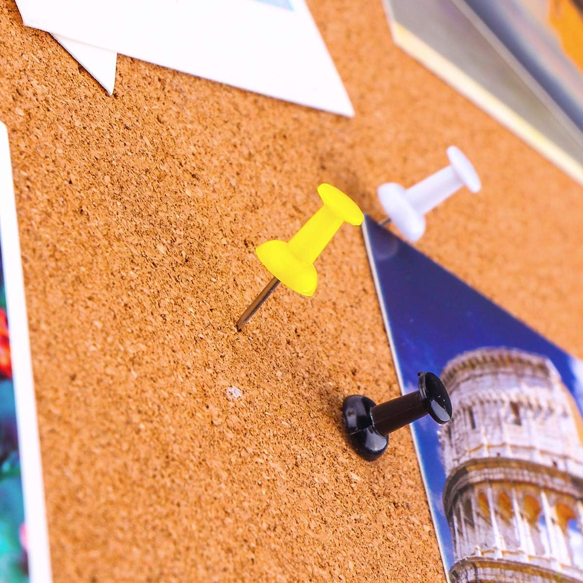 Yalis Push Pins 600 Count Clear Multicolored, Standard Thumb Tacks Steel Point and Clear Multi-Colors Plastic Head