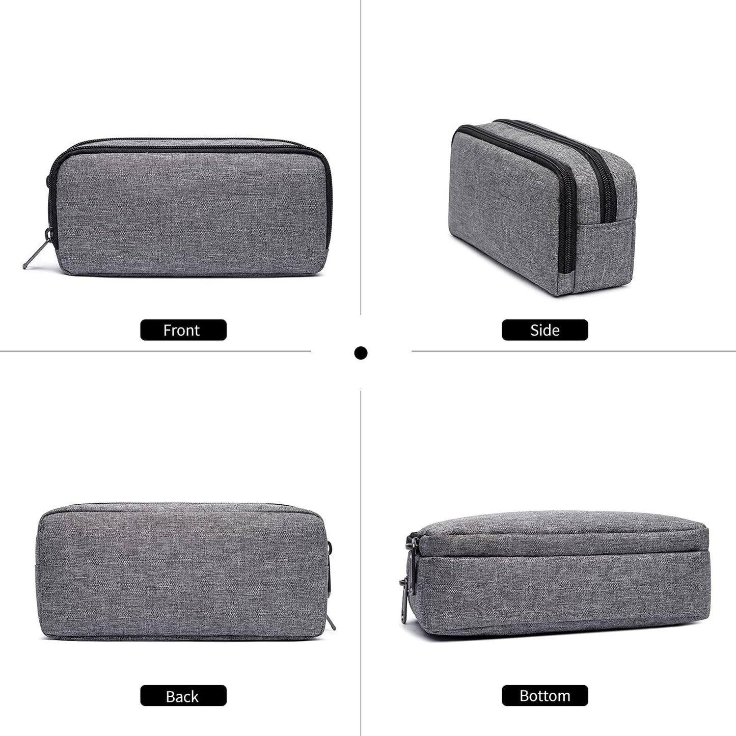Big Capacity Pencil Pen Case Nylon Large Pencil Pouch Simple Stationery Bag Office Organizer Pen Bag for Men Women - Grey