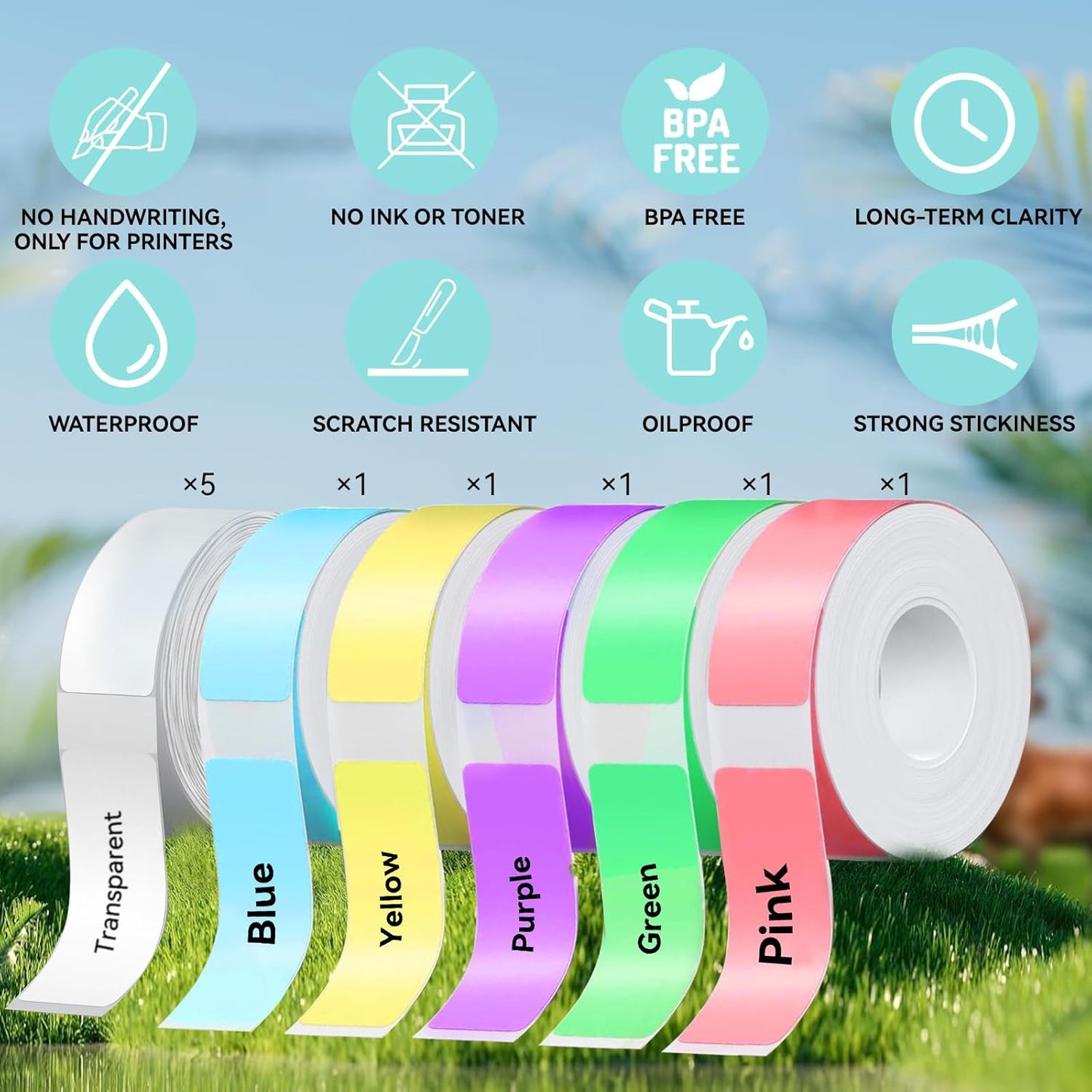 Label Maker Tape Refill 12mm 0.47, Standard Laminated Thermal Label Tape Replacement, 0.47"×1.57"(12×40mm) 1650 Labels/10Rolls/Pack, High Definition Labeling Tape for Home Office School Hotel