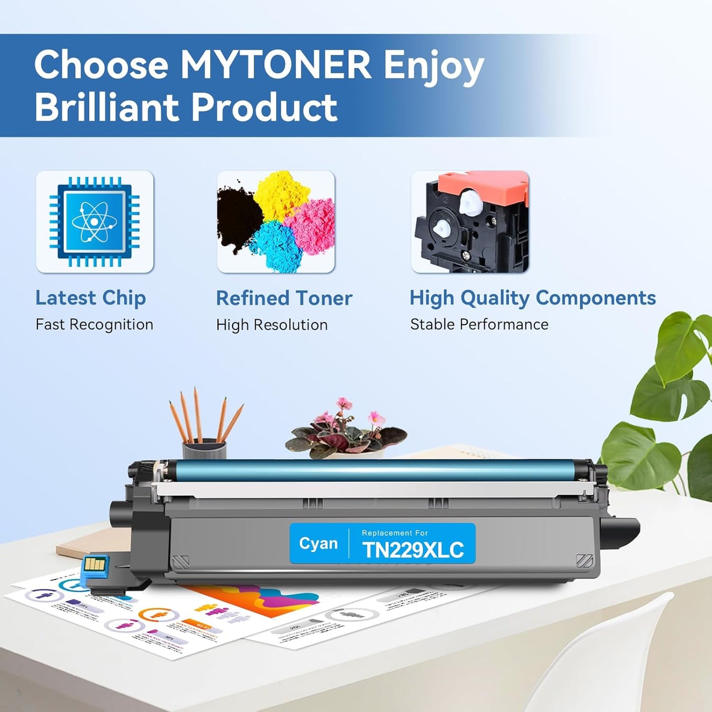 MYTONER Compatible Toner Cartridge Replacement for Brother TN229XL TN229 XL Toner Cartridges for MFC-L3720CDW MFC-L3780CDW HL-L3280CDW HL-L3220CDW HL-L3300CDW Printer (4 Pack TN-229XLBK/C/M/Y)