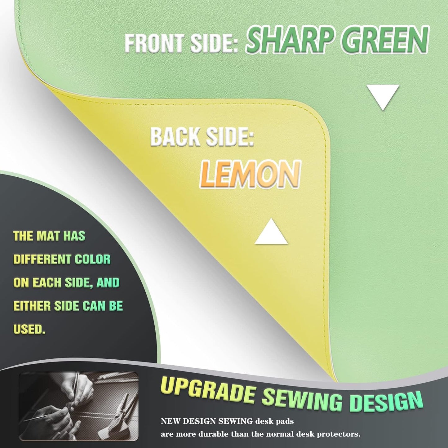 K KNODEL Desk Mat, Blotter, Dual-Sided Office Desk Pad, Waterproof Desk Mat for Desktop, Desk Blotters, PVC Leather Pad Protector (Sharp Green, 23.6" x 13.8")