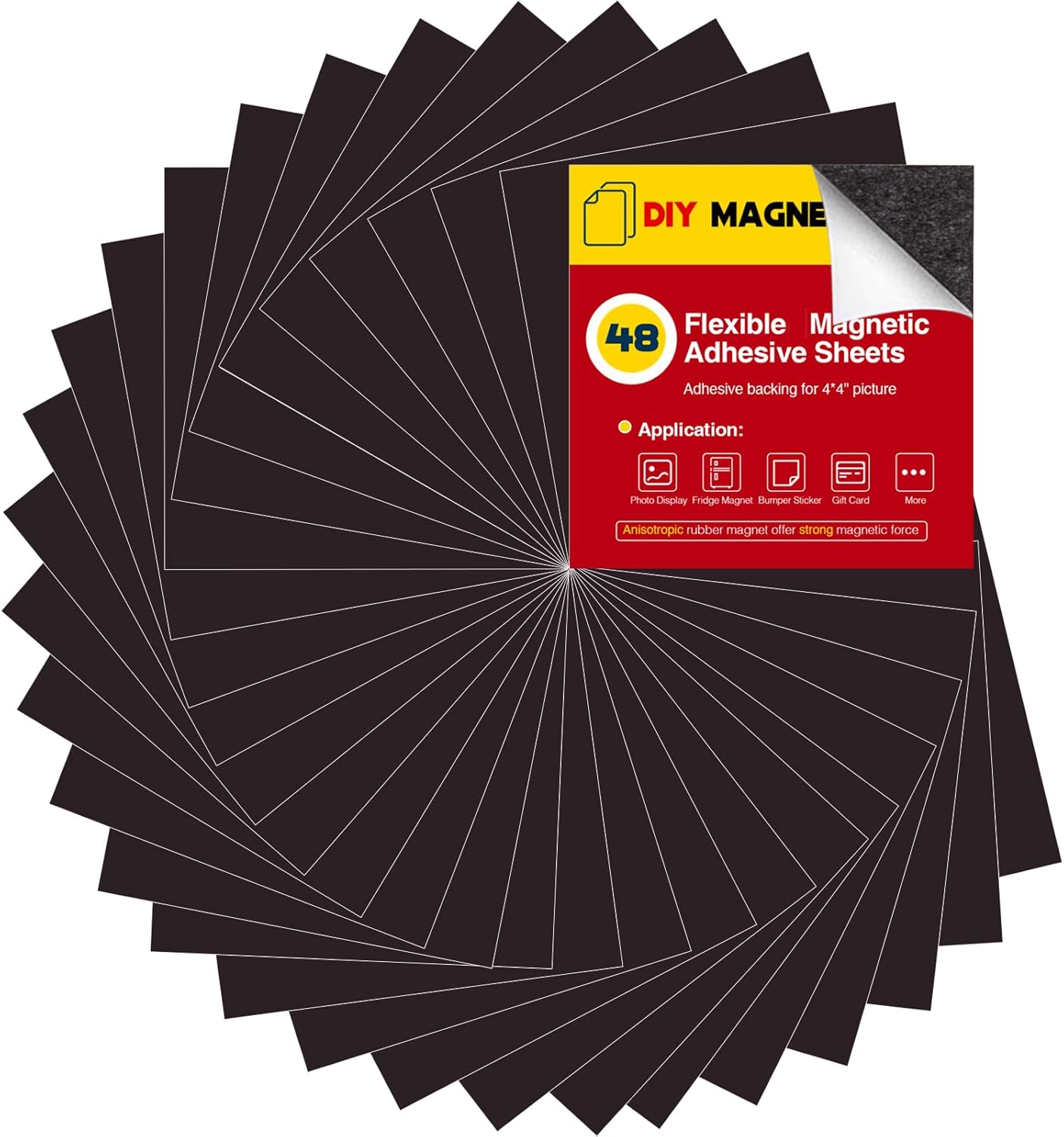 4X4 Magnetic Sheets with Adhesive Backing for Square Pictures(Pack of 48),Adhesive Photos Magnets for Home/Classroom/Office