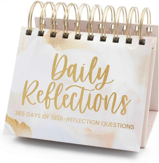 bloom daily planners Undated Perpetual Desk Easel - Motivational Inspirational Standing Flip Calendar - Page a Day (5.25" x 5.5") - Daily Mindfulness Reflection Questions