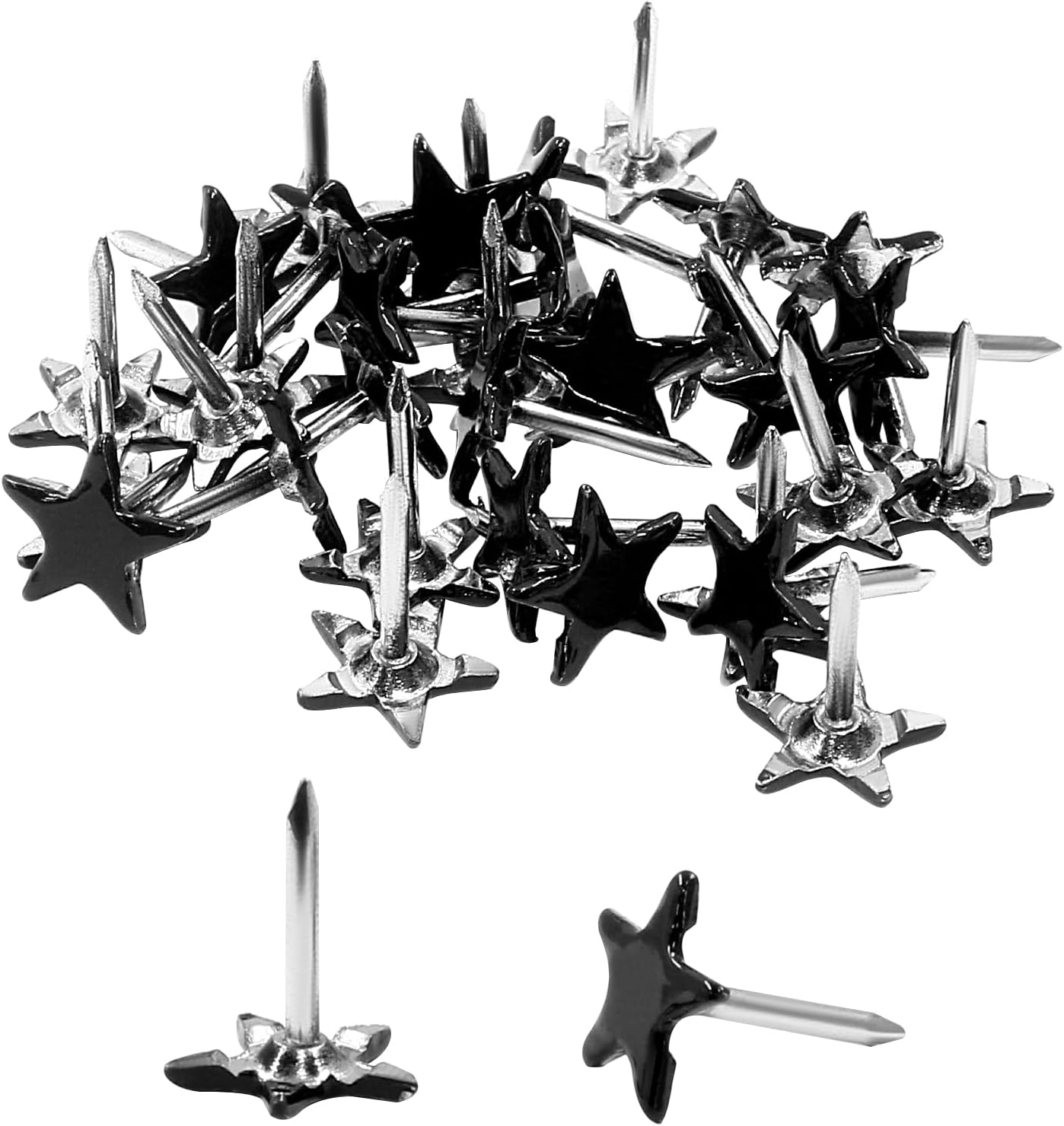 Piutouyar 150 Pcs Star Push Pins, Black Upholstery Tacks Star Shaped Decorative Thumb Tacks Metal Upholstery Pins for Upholstered Furniture Cork Board DIY Projects or Home Decor 11 x 13mm