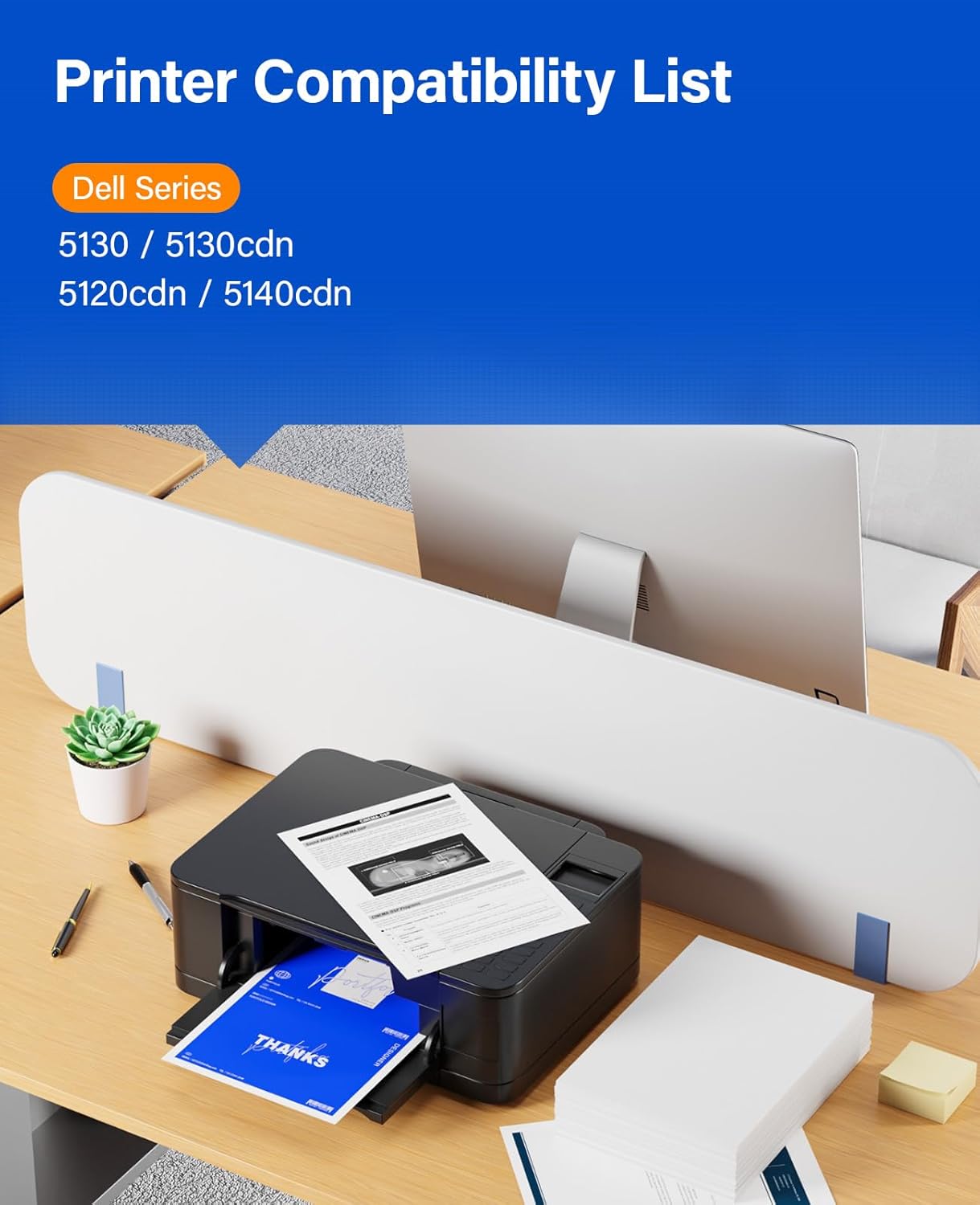 5130 Toner Cartridge Set 4-Pack High-Capacity Replacement for Dell 330-5850 330-5846 330-5843 330-5852 Compatible with Dell 5130 5130cdn 5120cdn 5140cdn Color Laser Printers(Black Cyan Magenta Yellow)