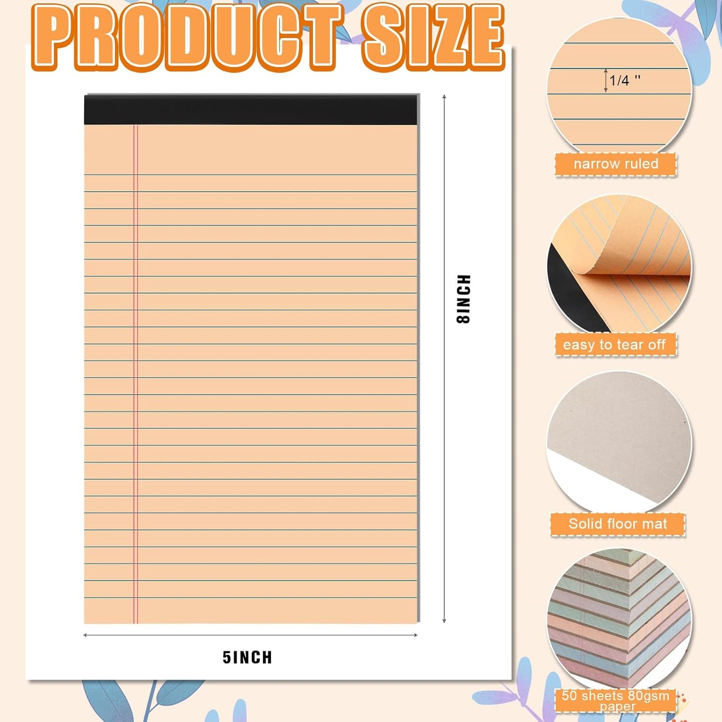 Fuutreo 12 Pcs 5" x 8" Legal Pad Writing Notepads 50 Sheets Small Legal Pad Narrow Ruled Multiple Color Lined Paper for School College Office Supplies Work (Earthy Colors)