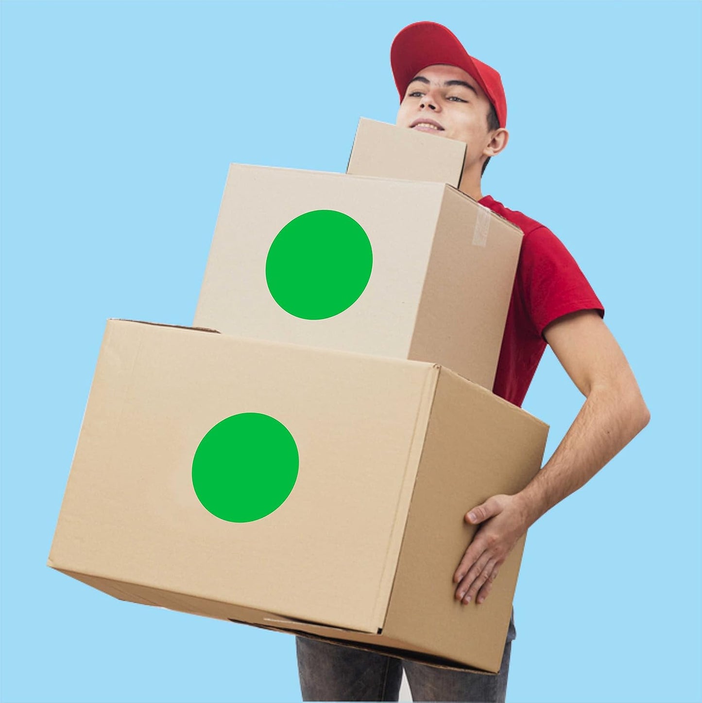 PARLAIM 2" Color-Code Circle Dot Labels in Dispenser Box, 500 Green Colored Stickers, 2 inch Diameter for Inventory Package Box Office School