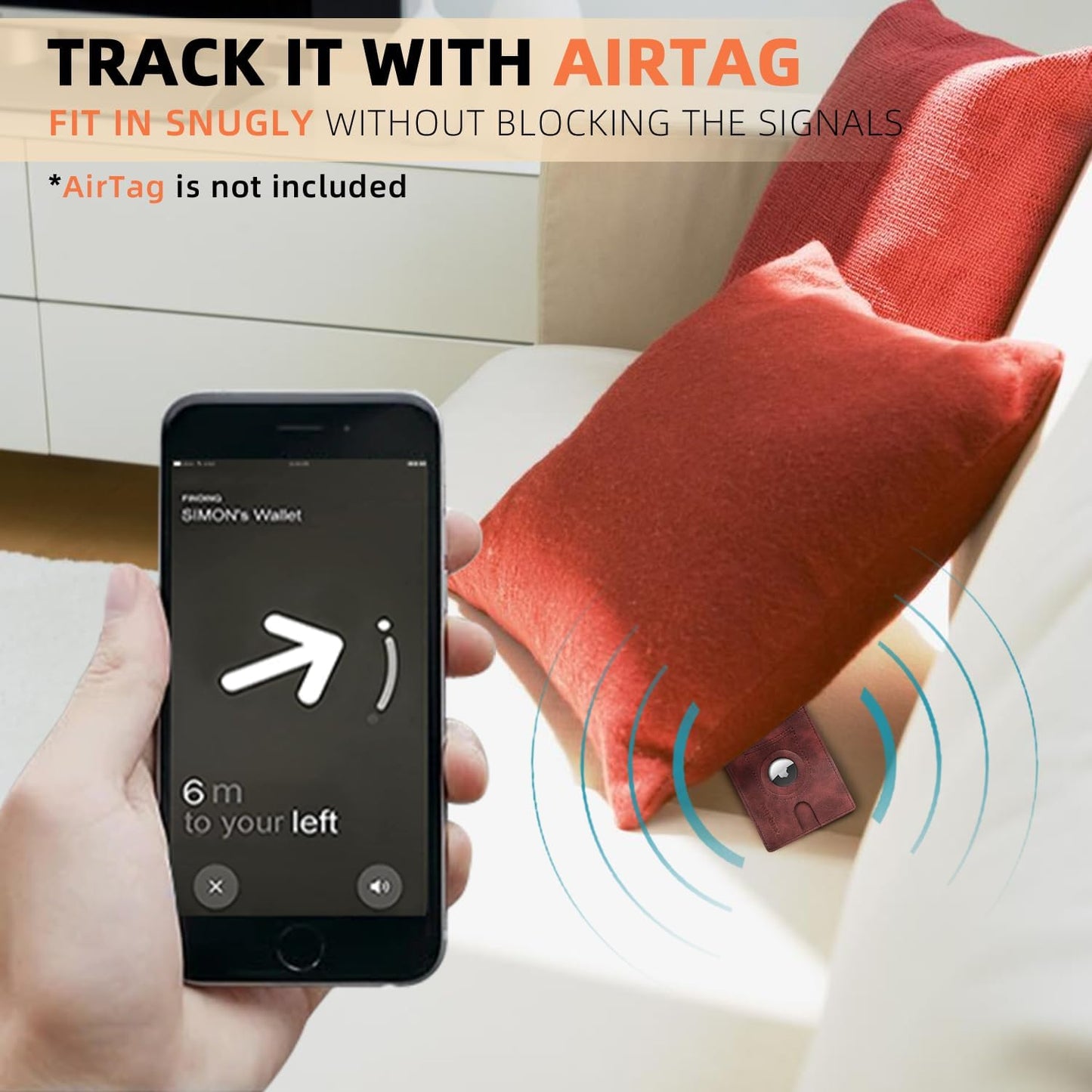 RUNBOX AirTag-Wallet-Mens-Slim-RFID Blocking Wallets Leather with Bill Compartment Air Tag Bifold Card Holder Wallet Gifts for Men Dad