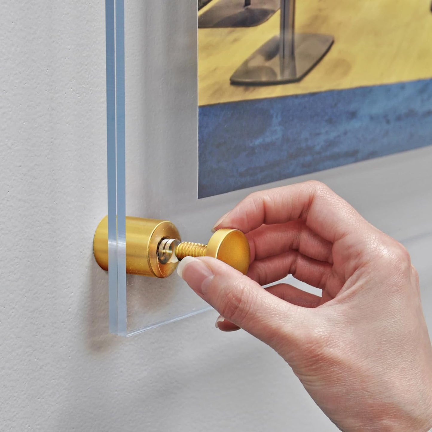 Azar Displays 105528-GLD Acrylic Floating Double Panel Wall Frame,17" x 22" Graphic Size, Overall Frame Size: 21" x 26", Gold