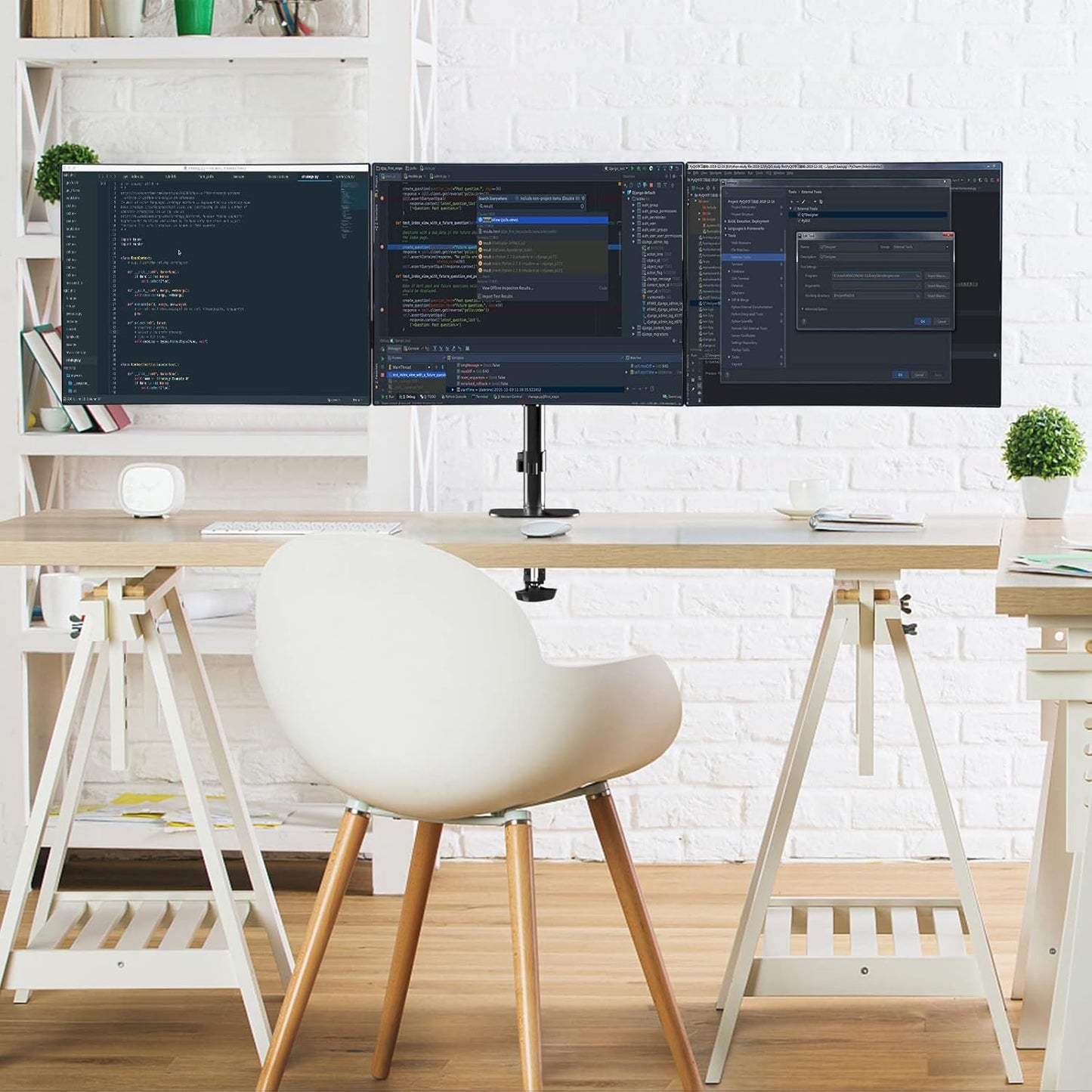 suptek Triple Monitor Mount for Most 17 to 32 inch Screens,Gas Springs Adjustment Triple Monitor Desk Mount Stand with Clamp & Grommet Kit,Black(MD8003)