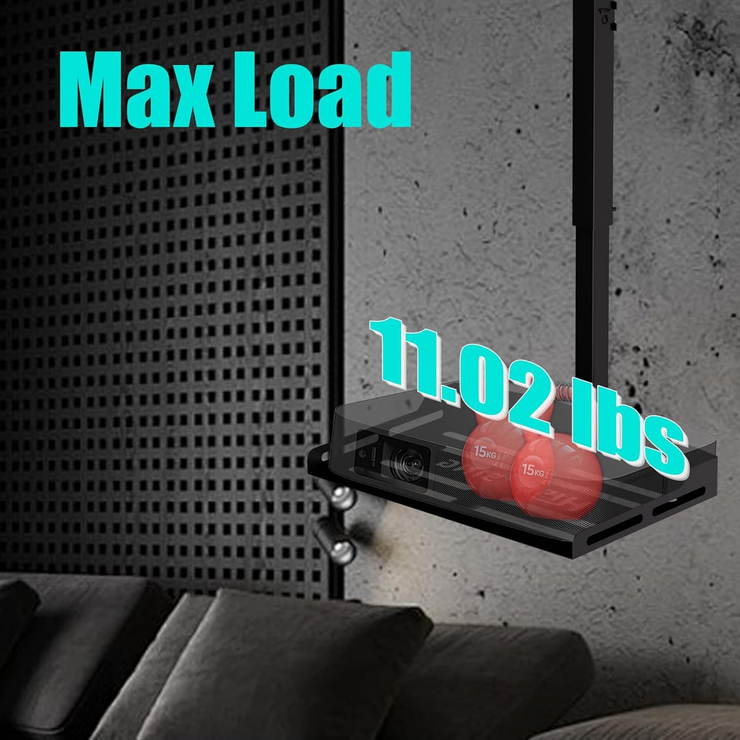 Universal Projector Ceiling Mount with Tray, Projector Mount Hidden Cable Routing, Height Adjustable up to 22.8 inches, Holds up to 11 lbs, Ideal for Home Theater and Office - Black