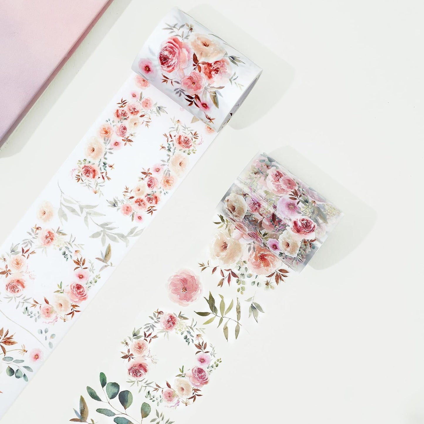 WT Fall Flowers Wide PET Tape, Single Roll, Original Designs, Floral Decorative Tape, Craft Clear Tape, Bujo Planner Supplies, Watercolor Flower Tape, DIY Transparent Tape