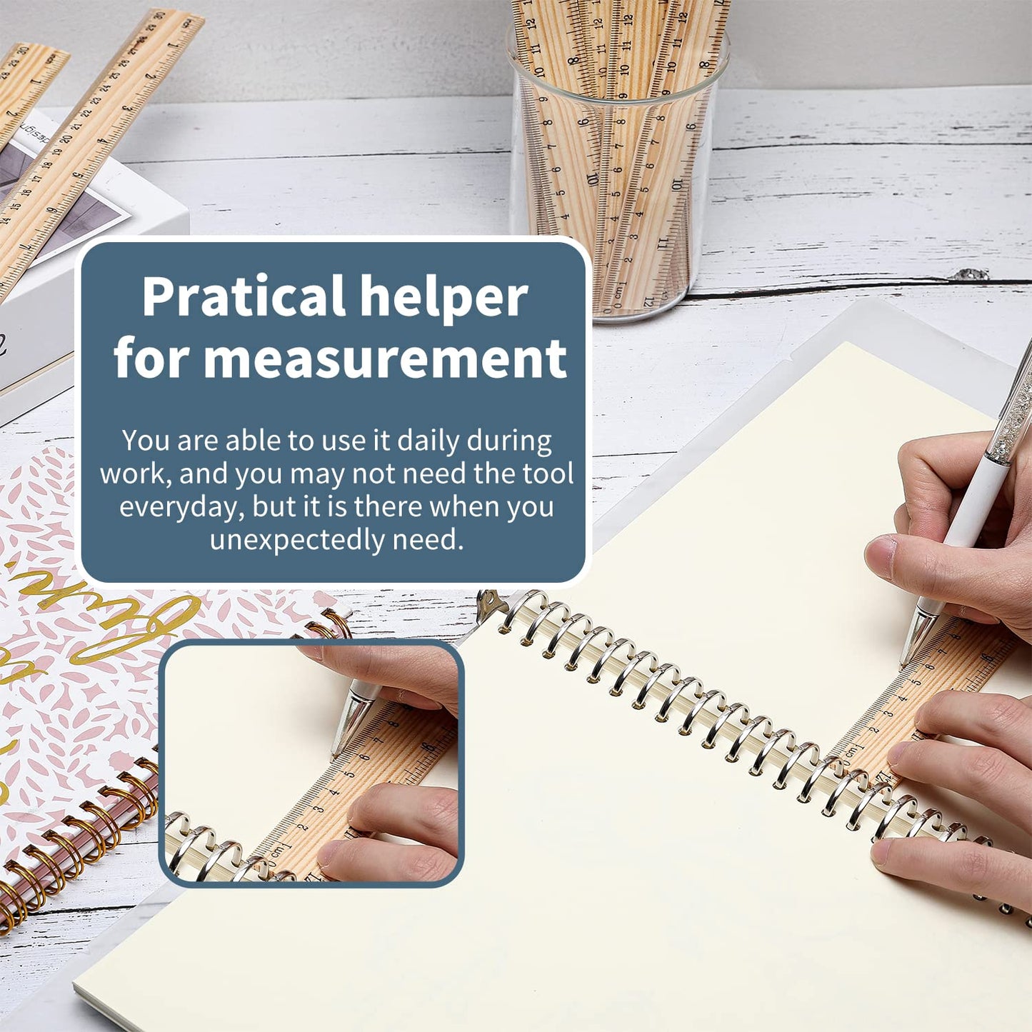 60 Pack Wooden Ruler 12 Inch Rulers Bulk Wood Measuring Ruler Office Ruler 2 Scale