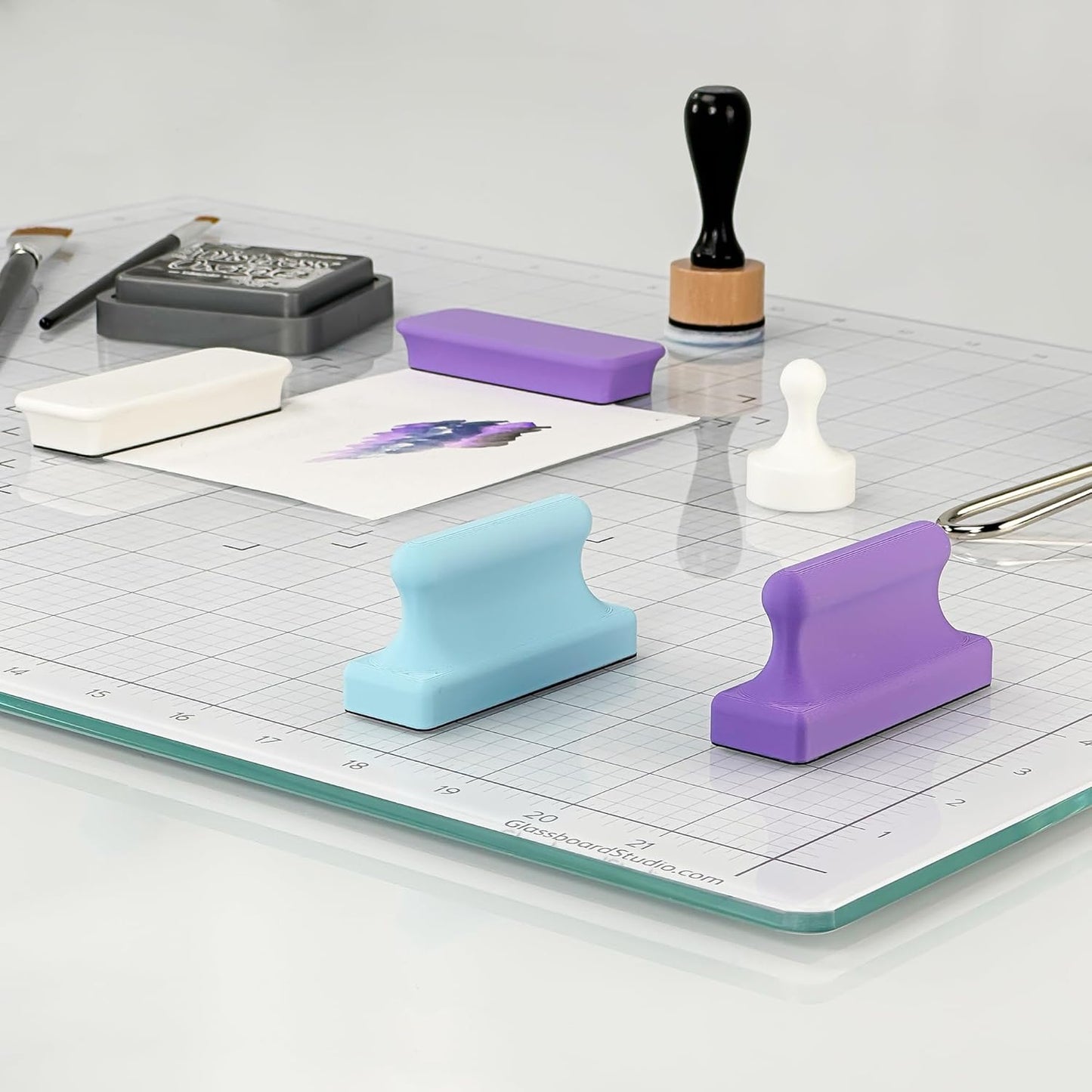 Glassboard Studio Mega Magnets - Neodymium - Heavy Duty, Colorful, Ergonomic, Ideal for Crafting, Quilting, and as Magnetic Knife Holders (12, Blush Pink Bar)