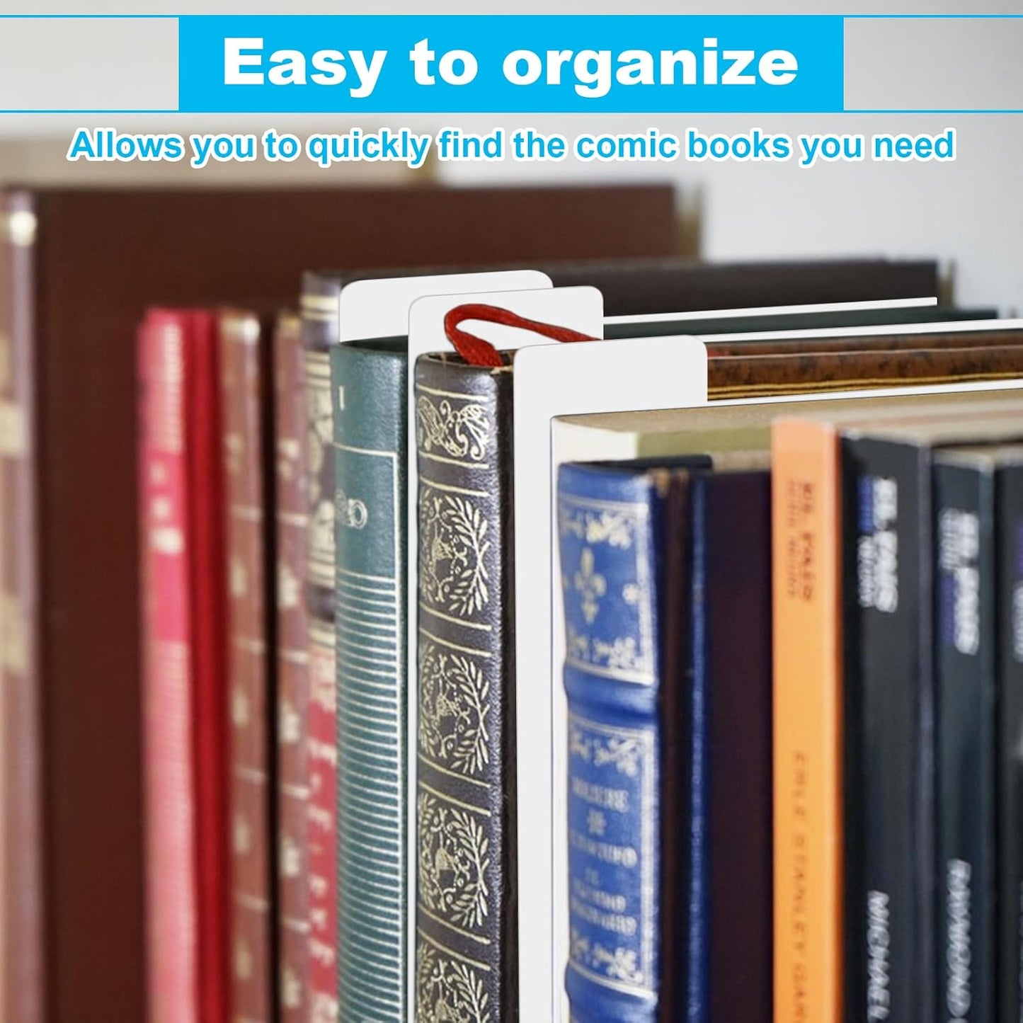 SHUESS 100 Pack Comic Book Dividers Plastic Dividers with Tabs White Frosted Card Separator for Comic Book Storage Boxes