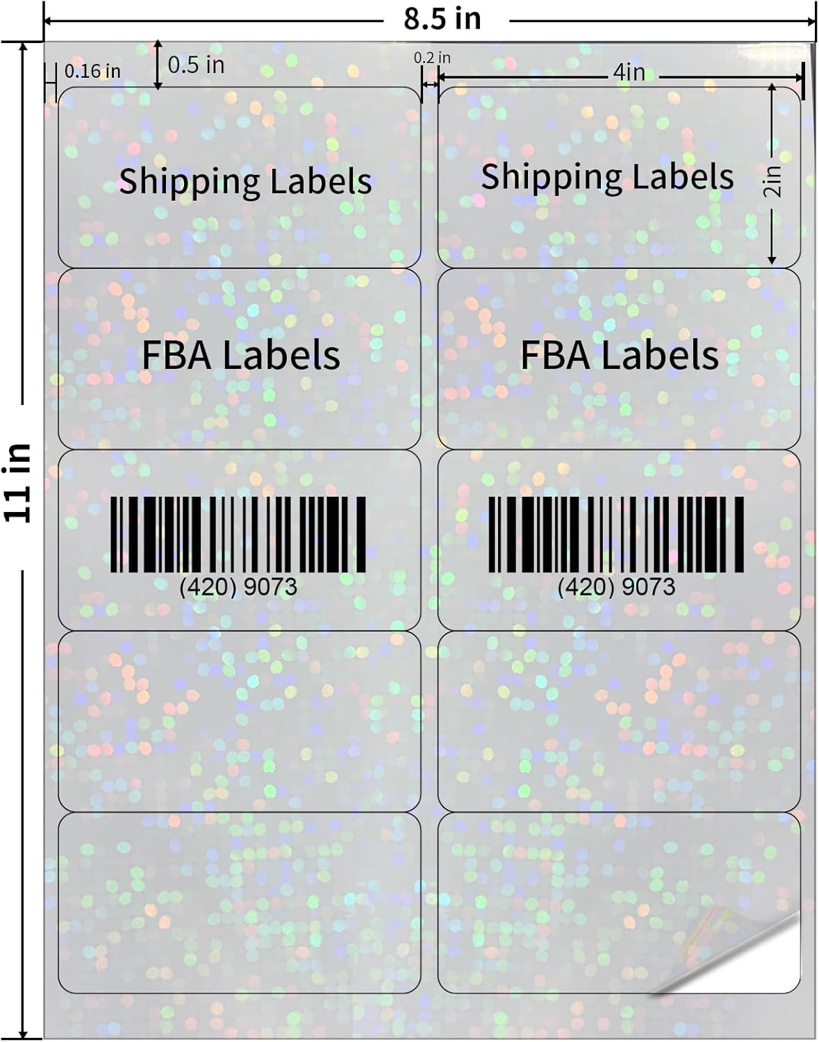STARLIBOO Transparent Stickers Labels - 2" x 4" Clear Address Labels Mailing Stickers for Laser/Inkjet Printer 8.5"×11"- 20 Sheet (Clear Holographic Dot)