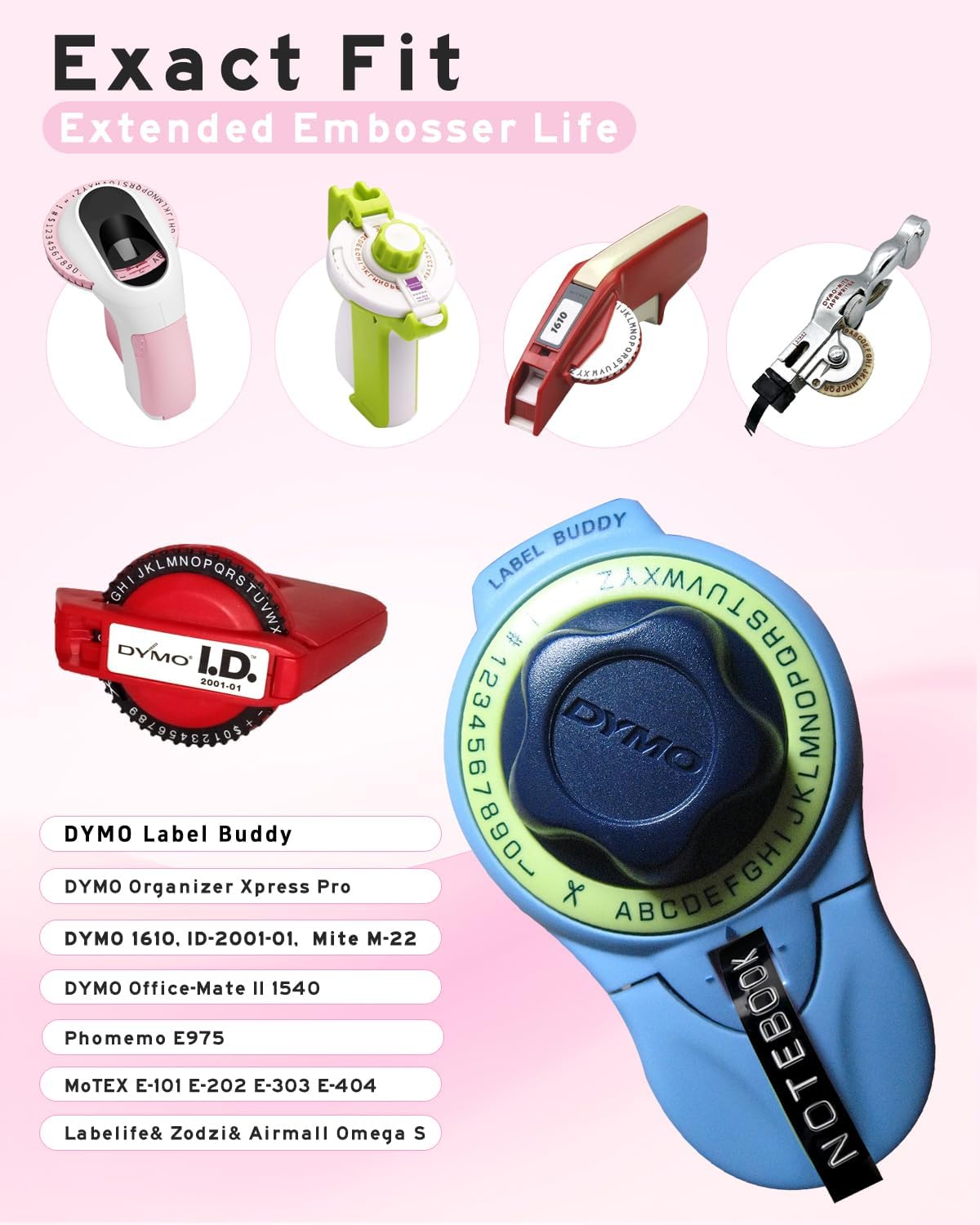 UNOKA Embossing Label Maker Tape Refills Replace for DYMO Organizer Xpress Embossed 1540 1550 1570 12965, Light Pink/Light Purple/Gold/Yellow/Silver/Clear/Black/Blue/Red/Green, 3/8in x 9.8ft, 10PK