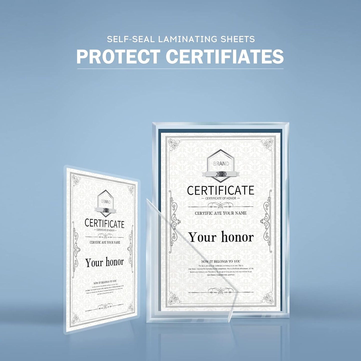 Uinkit Self Sealing Laminating Pouches, Waterproof Lamination Sheets for Document Permanent Adhesive 9x11.5inches 10Pack 10mil Thick Gloss Finish No Need Machine (9x11.5Inchesx10Pack)