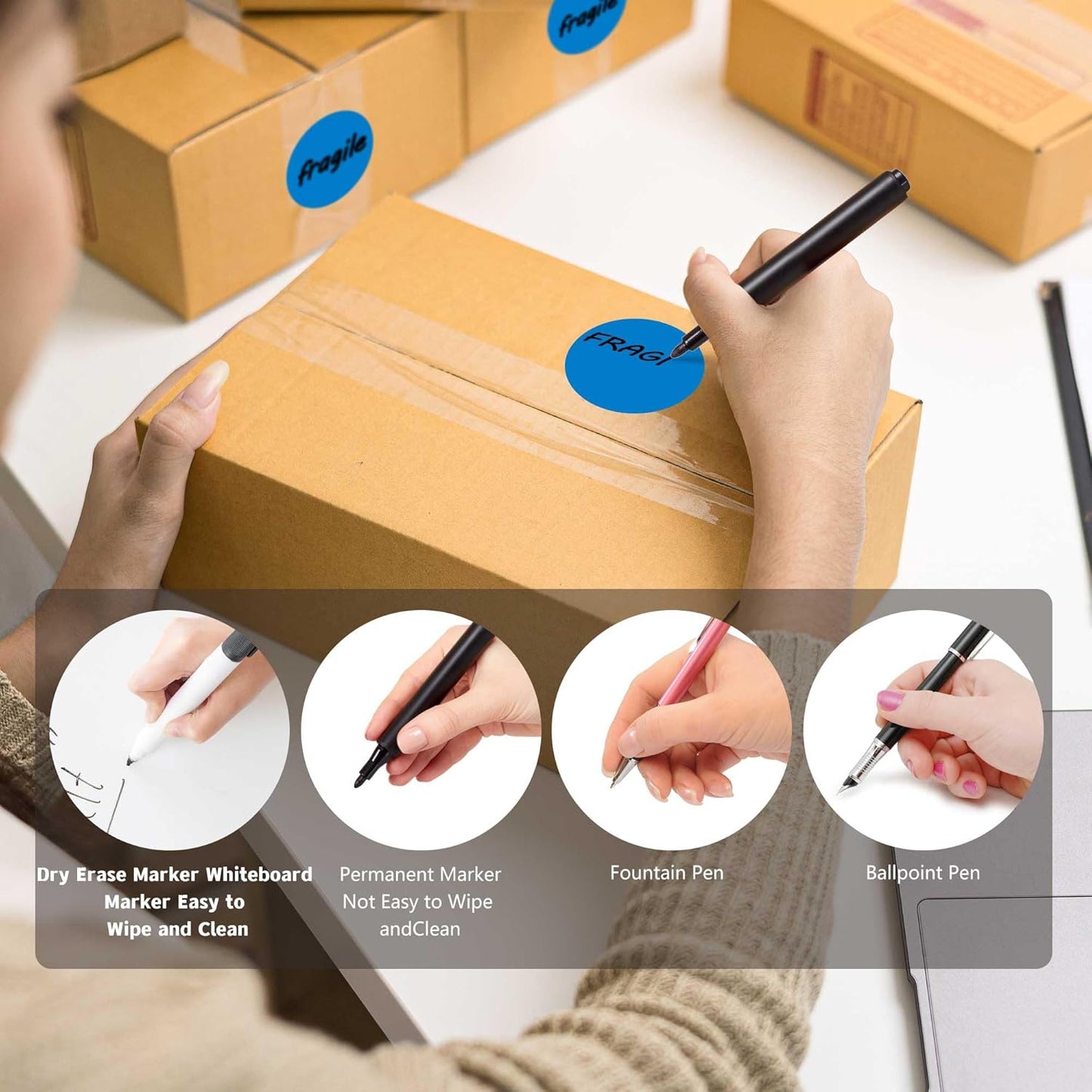 PARLAIM 2 inch Round Color-Code Dot Sticker Labels, 4 Rolls 2000 Adhesive Label Pack in Dispenser Box, Blue