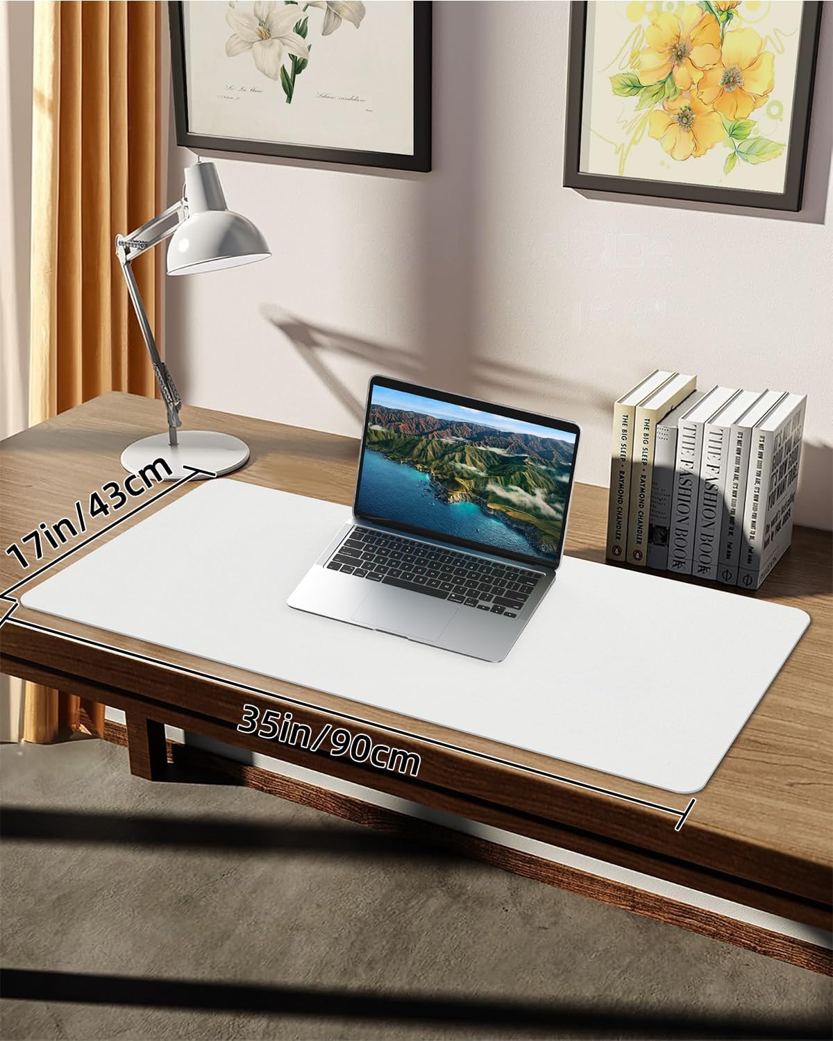 PULeather Non-Slip Desk Mat, Large Mouse Pad & Laptop Desk Pad - Waterproof Writing Pad for Office & Home (Ivory White, 35.4" x 17")