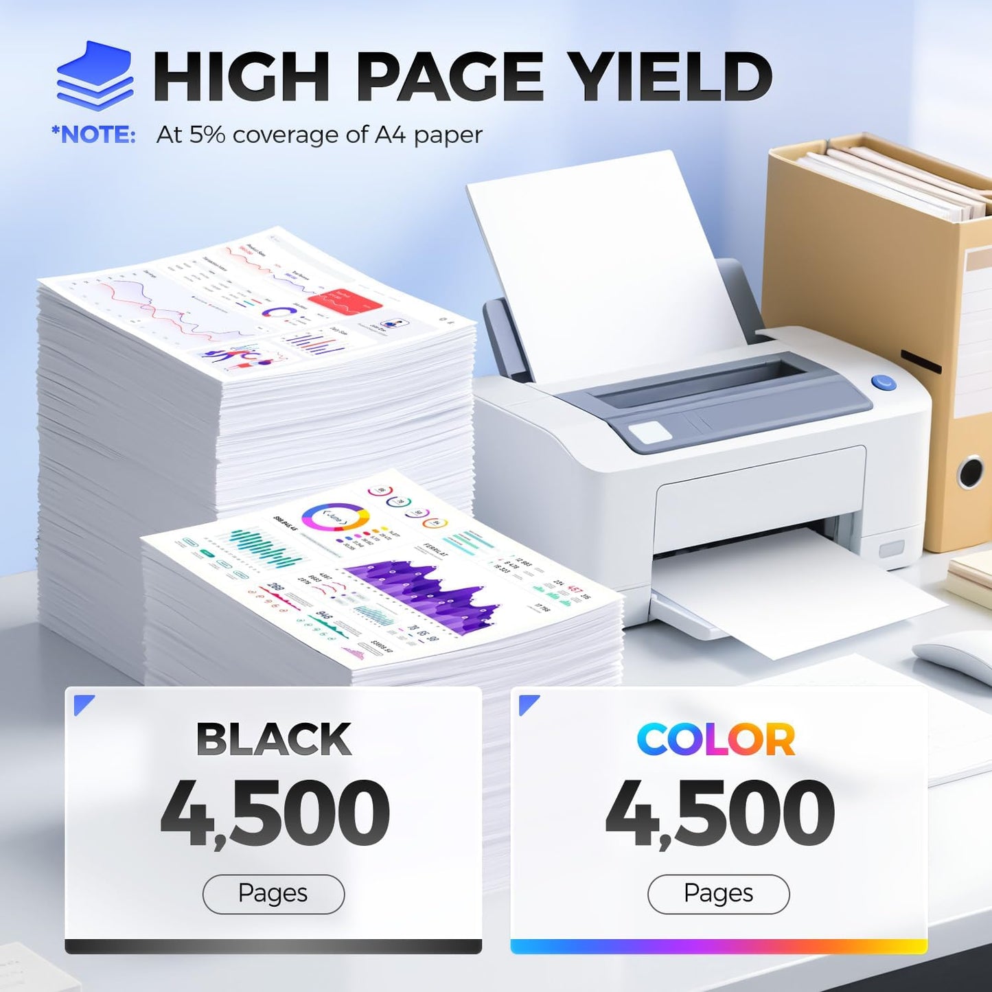 20N1HK0 20N1HC0 20N1HM0 20N1HY0 Toner Cartridge Set（4-Pack with chip） High Yield Replacement Compatible for Lexmark Color CS331dw CS431dw CX331adwe CX431adw Laser Printer（Black Cyan Magenta Yellow）