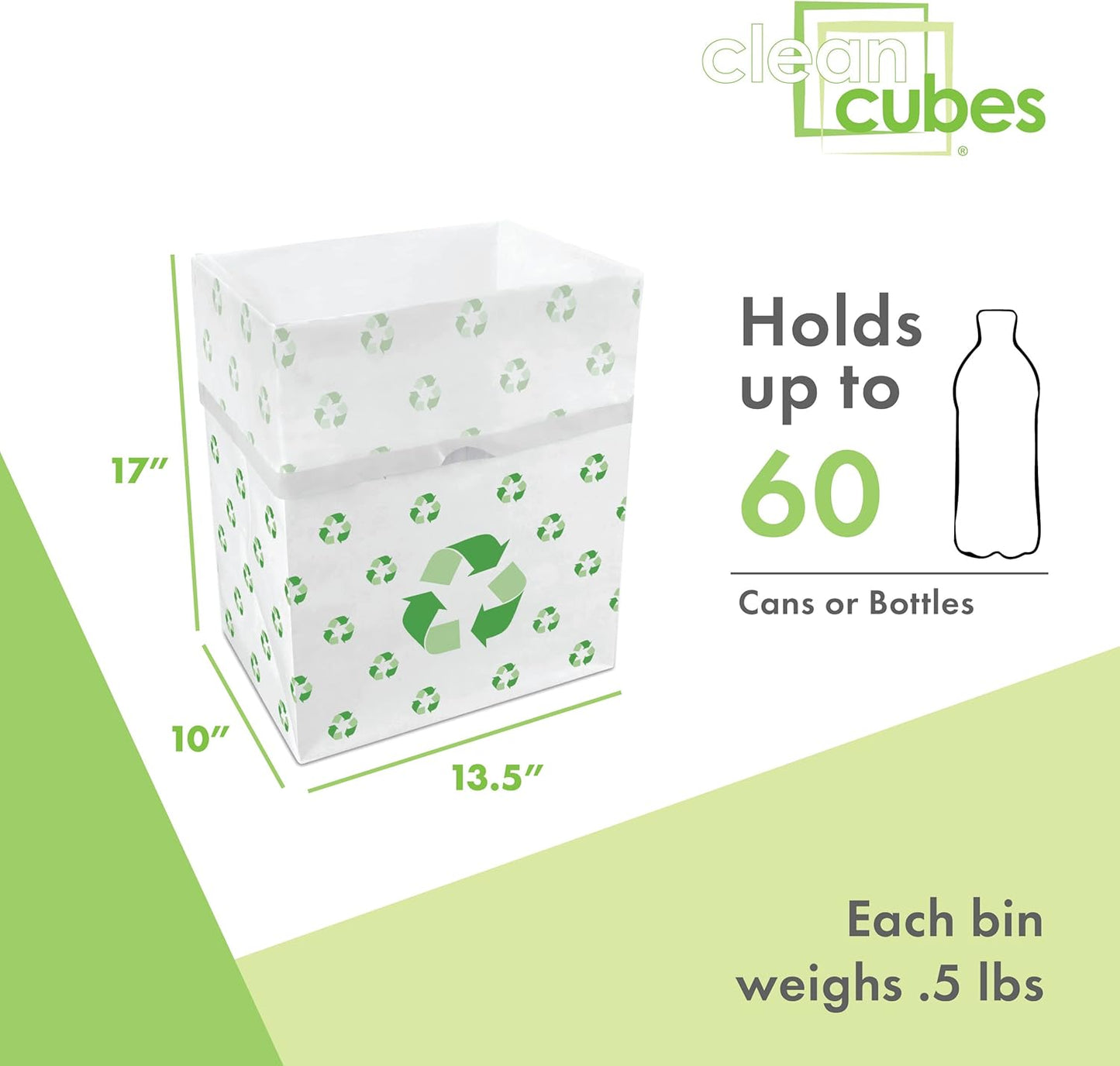 | 13 Gallon Disposable Trash Cans (6-Pack) with Fitted Trash Bags - Reusable Garbage and Recycling Bins for Parties, Events, and More (Recycle - 17" Height x 13.5" Width x 10" Depth)