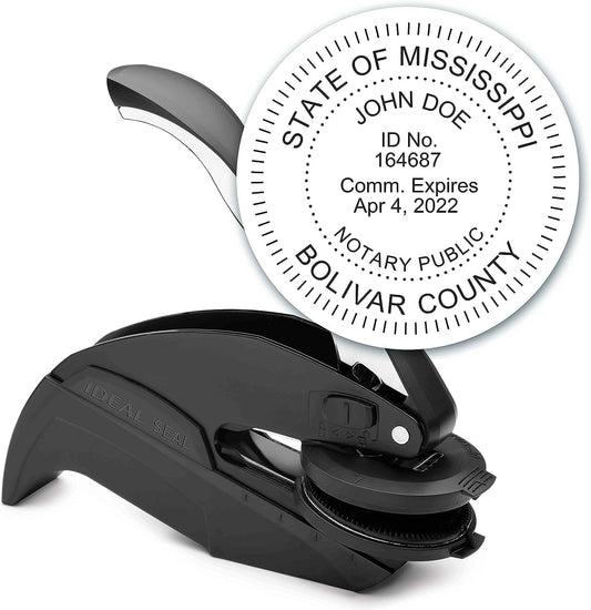 MaxMark Notary Seal Round Embosser for Mississippi State - Includes Gold Burst Seal Labels (50 Count)