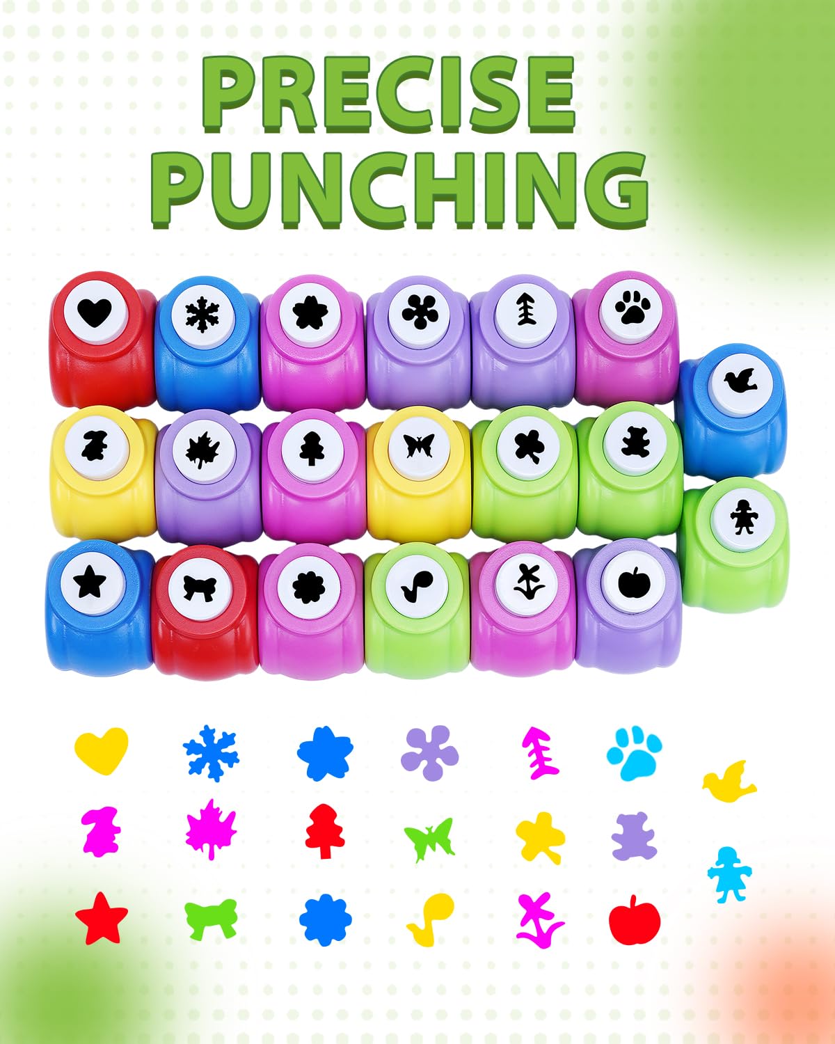 UCEC 20PCS Kids Mini Hole Puncher for Crafts, Paper Punch Shape Maple Leaf Heart Star Snowflake, Shaped Hole Punches Shape Cutters for Paper Nail Art Thanksgiving Christmas Gifts Scrapbooking Cards