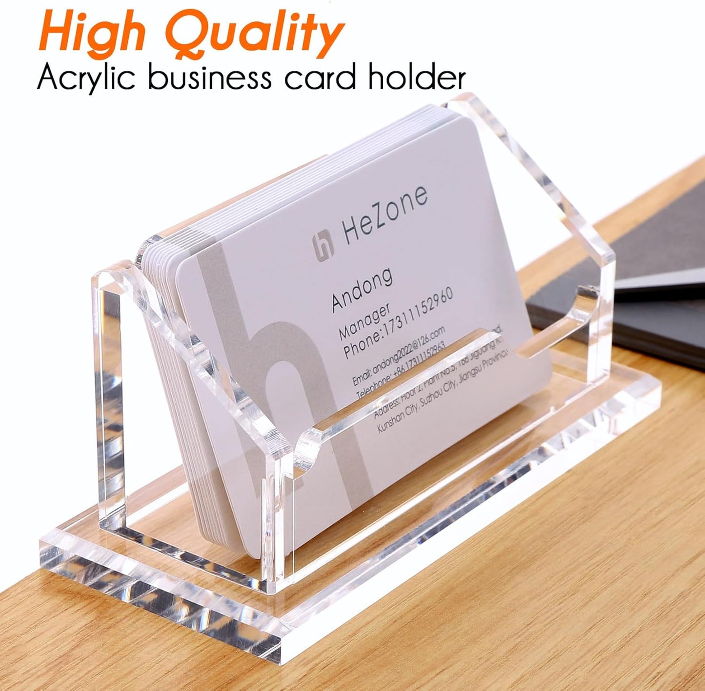 Acrylic Card Holder Clear Horizontal Business Card Organizer Stand for Desk 1 Slots Business Cards Stand for Women and Men