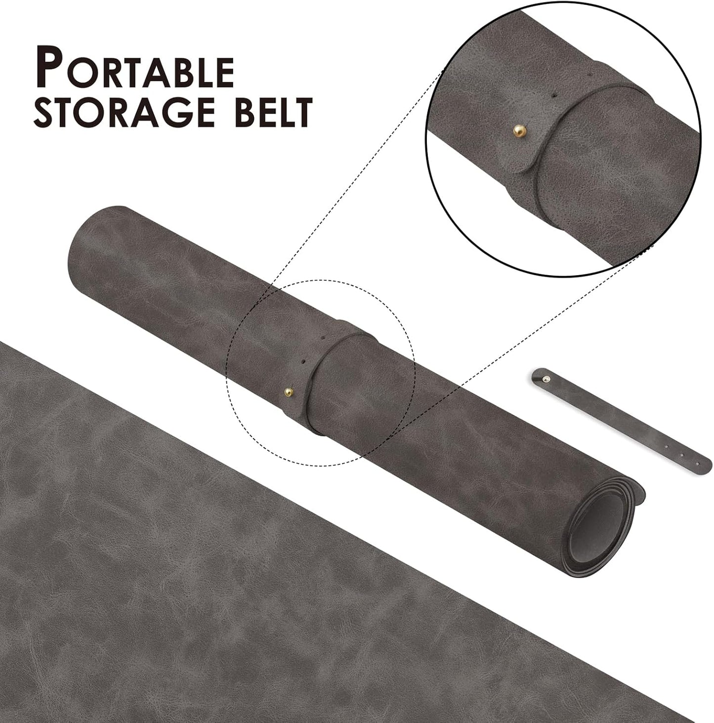 Distressed Leather Desk Mat - Non-Slip PU Desk Pad for Office and Home - Desk Organization and Accessories - Ideal for Large Mouse Pad and Desk Mats on Top of Desks(Slate Gray,36"x 17")