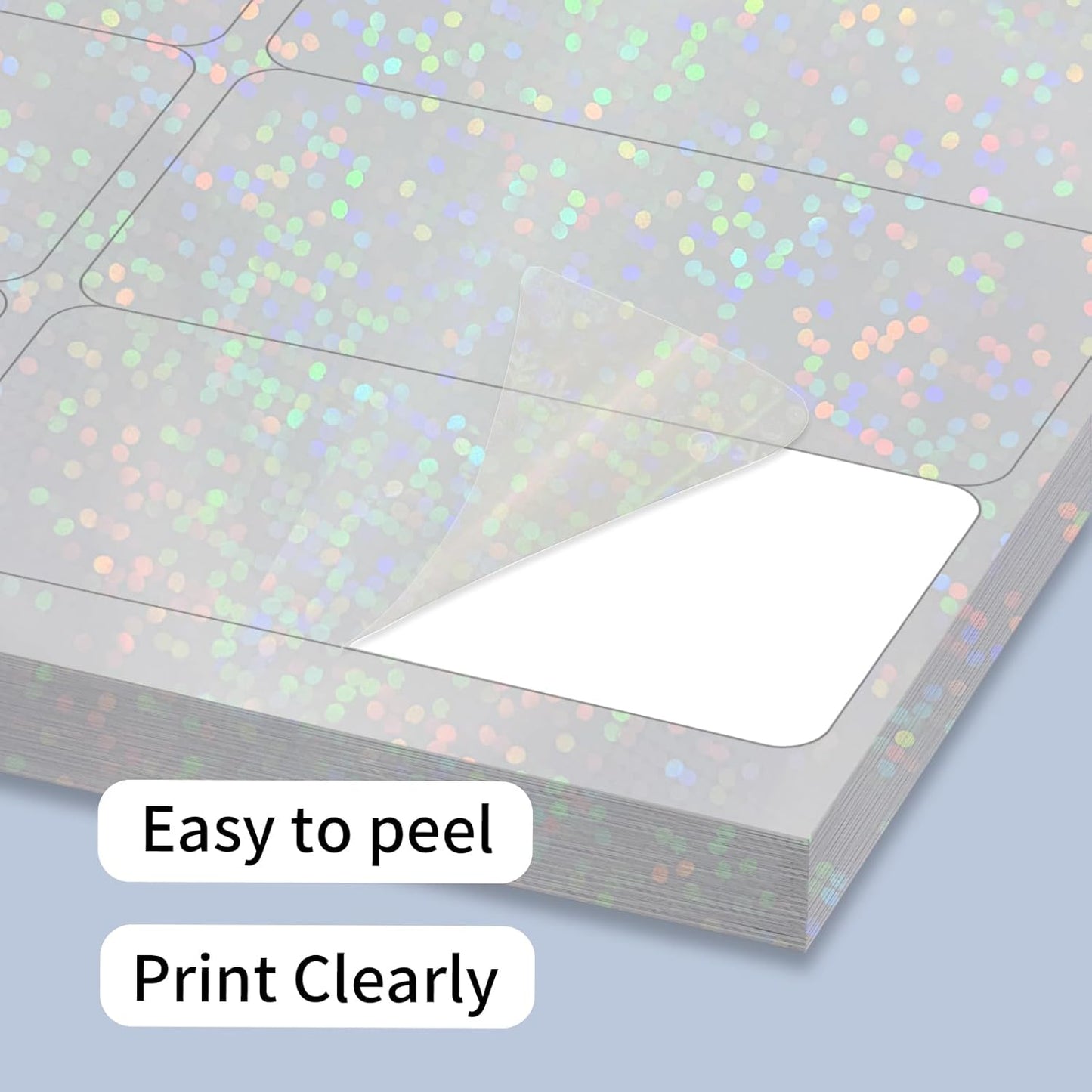 STARLIBOO Transparent Stickers Labels - 2" x 4" Clear Address Labels Mailing Stickers for Laser/Inkjet Printer 8.5"×11"- 20 Sheet (Clear Holographic Dot)