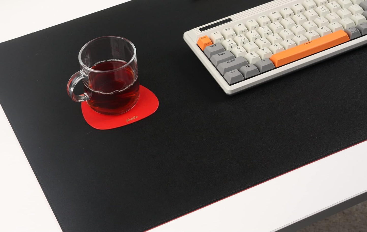 Dual-Sided Leather Desk Pad,Blotter for Laptop Computer,Mouse Pad,Writing,Drawing,Arts and Craft Mat (17"x35", Black/Red)