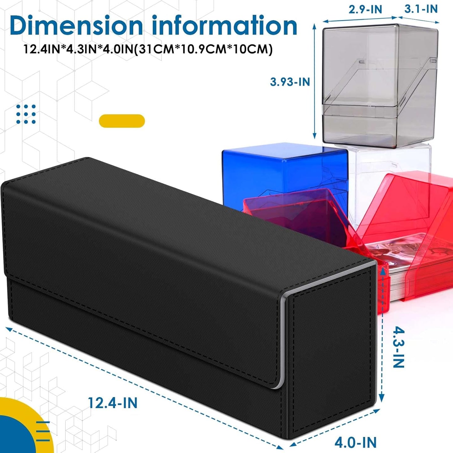 Card Deck Case for Trading Cards, Leather Magnetic Closure Commander Card Storage Box Holding 600+ Sleeved Cards Fit for YuGiOh, MTG and Sport Cards (1000 Card Deck Case)
