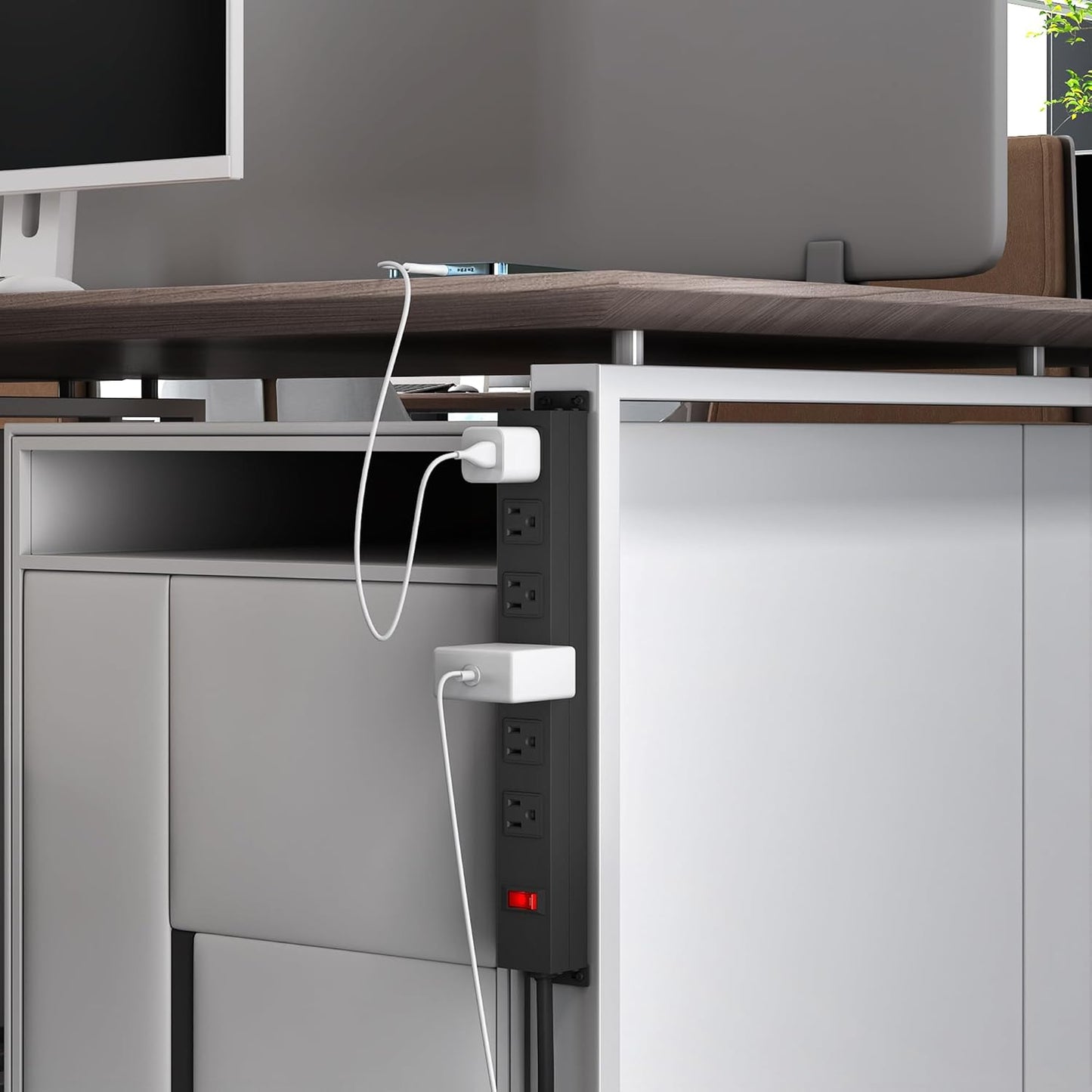 6 Outlet Heavy Duty Power Strip with Long Power Cord,Mountable Power Strip Without Surge Protector for Garage,Industrial,School and Home,15A 125V 1875W,ETL Approved and Listed,Black (8FT)