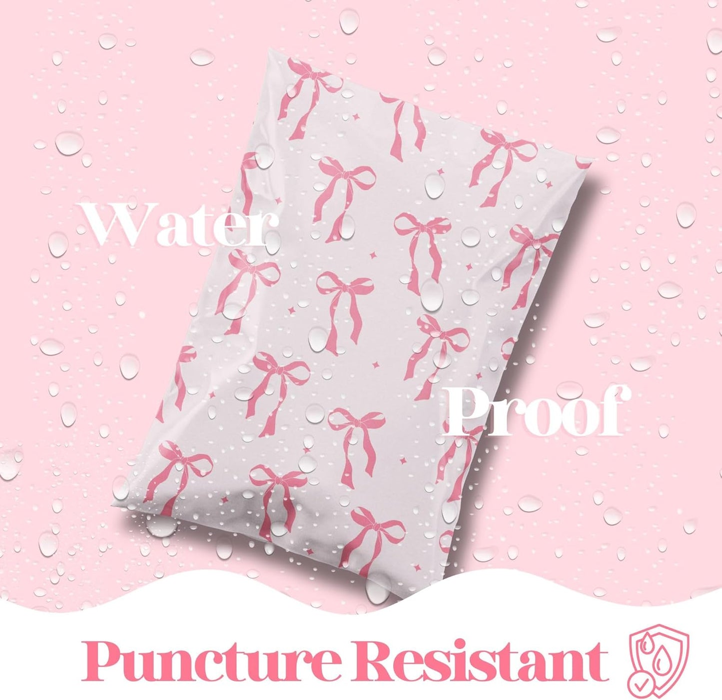 10x13 Designer Poly Mailer 100 Pack Heavy Duty Waterproof Self Seal Shipping Bags for Small Business Large Mailing Envelopes Bulk Tear Resistant Packaging Pink Bows Coquette