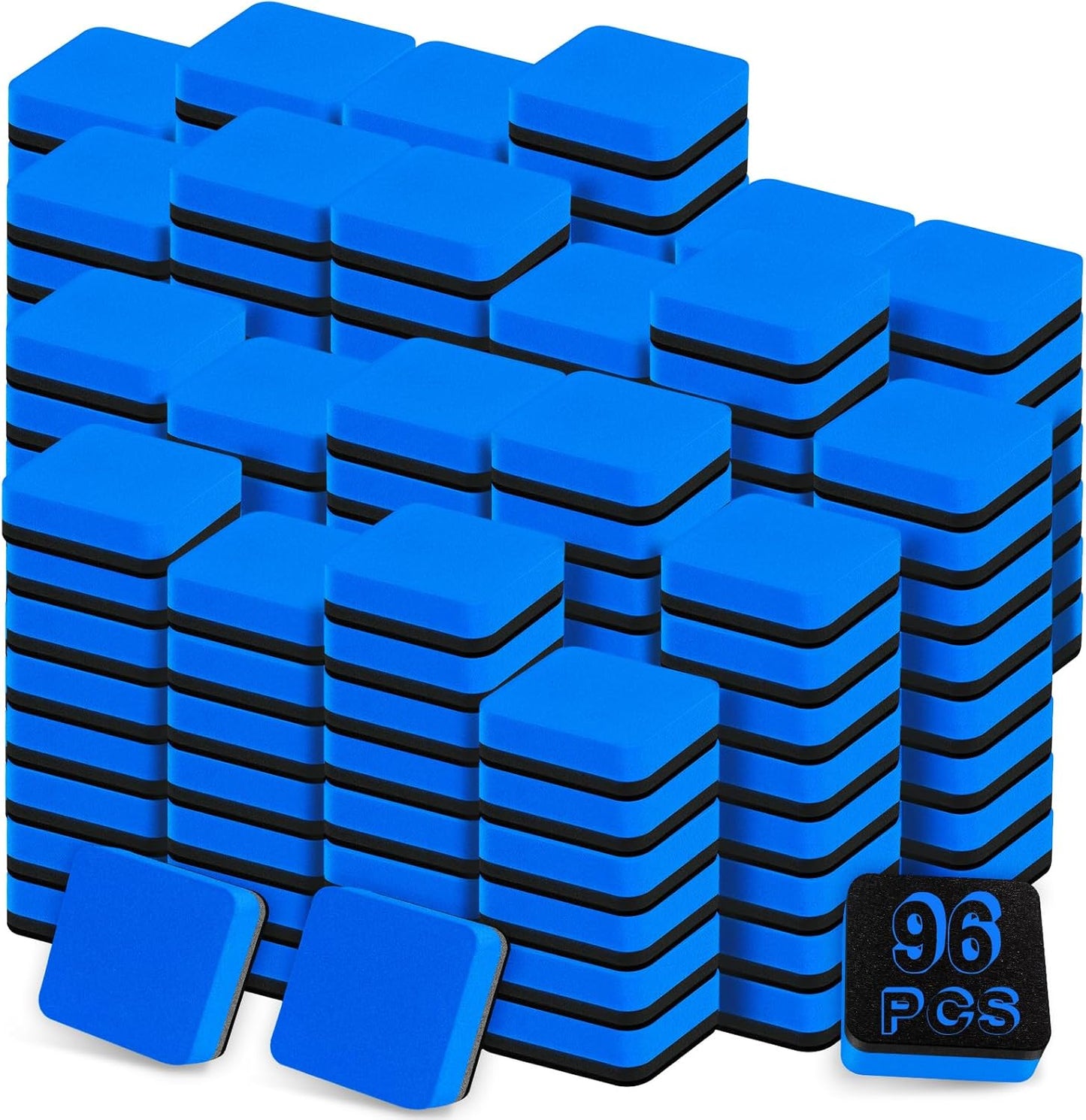 Jumlys 96 Pack Dry Erase Erasers, Mini Magnetic Dry Erase Eraser Bulk, Square Blue White Board Dry Erasers, Ideal Chalkboard Cleansers, Perfect for Kids Classroom, Home and Office (1.97 x 1.97 Inch)