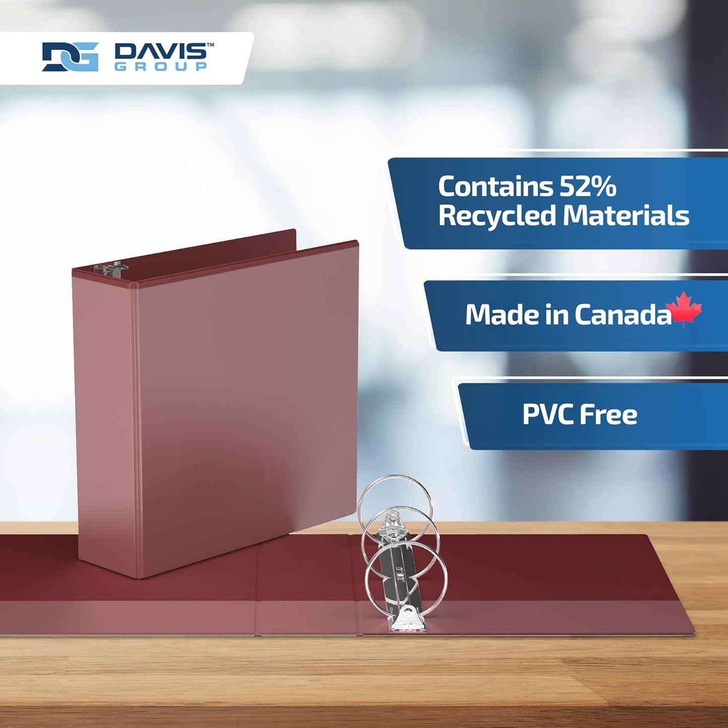 Easyview Premium 3-Ring Binders with Clear-View Covers and Round Rings, Binders for School or Office, 3 Inch, Pack of 6, Burgundy