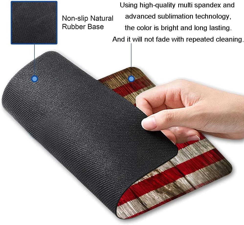 Customized Square Gaming Office Mouse Pad, Uniquely Designed Wood Grain American Flag Anti Slip Rubber Base Mouse Pad, Suitable for Desktop and Laptop Mouse Pads