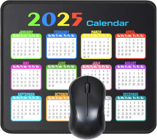 Calendar Mouse Pad 9.5 X 7.8 in, Mouse Pads with Stitched Edges and Non-Slip Rubber Base, Home Office Desk Decor Accessories for Computer Laptop Work Gaming (White 2025)